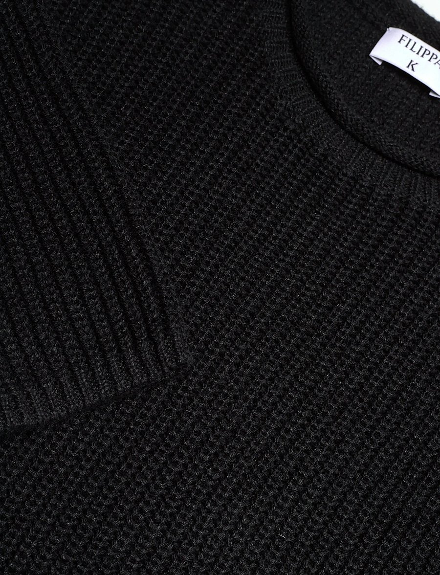 Filippa K - Ribbed Cotton Linen Sweater - pullover - black - 4