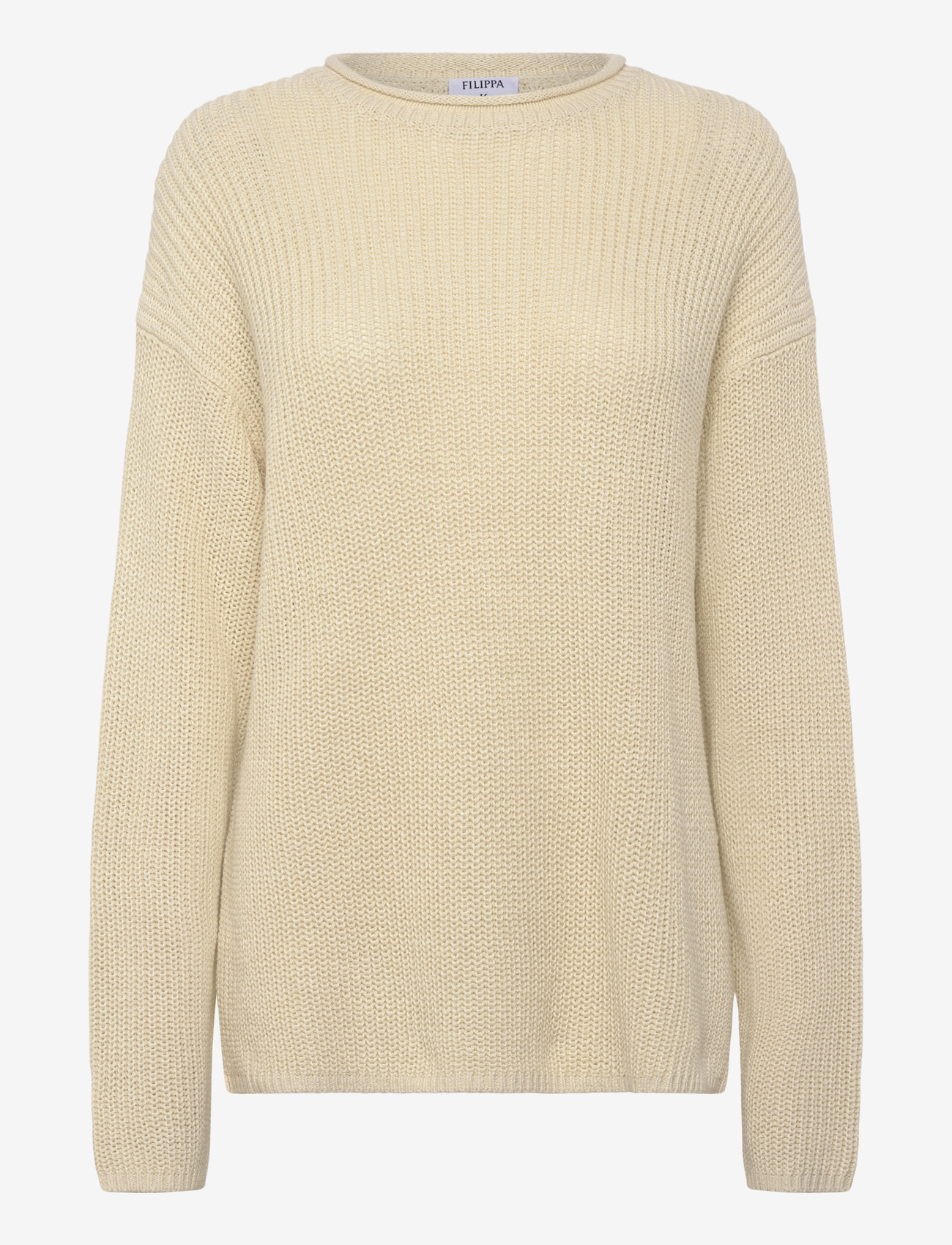 Filippa K - Ribbed Cotton Linen Sweater - striktrøjer - cream white - 0