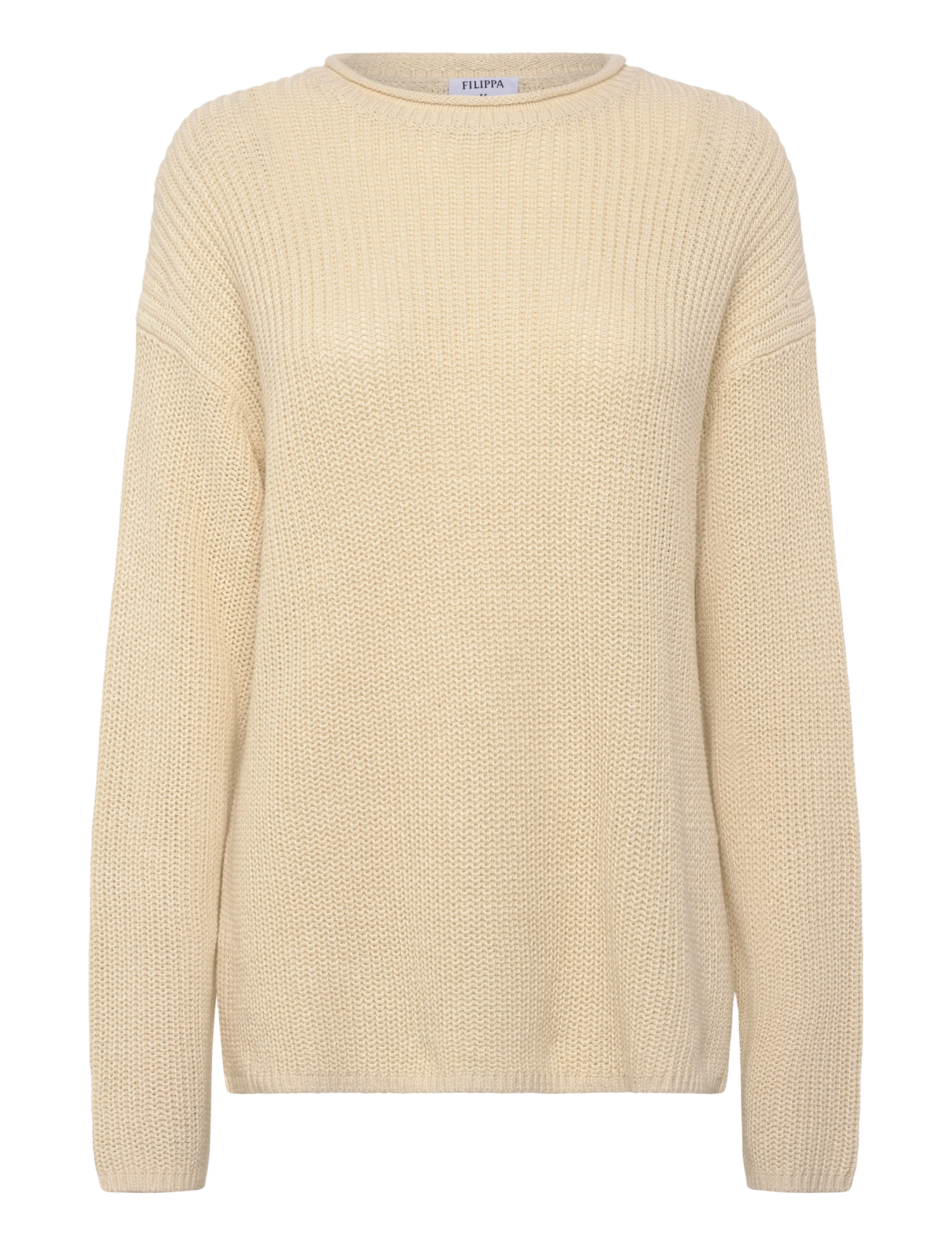 Filippa K Ribbed Cotton Linen Sweater - Neulepuserot - CREAM WHITE / cream