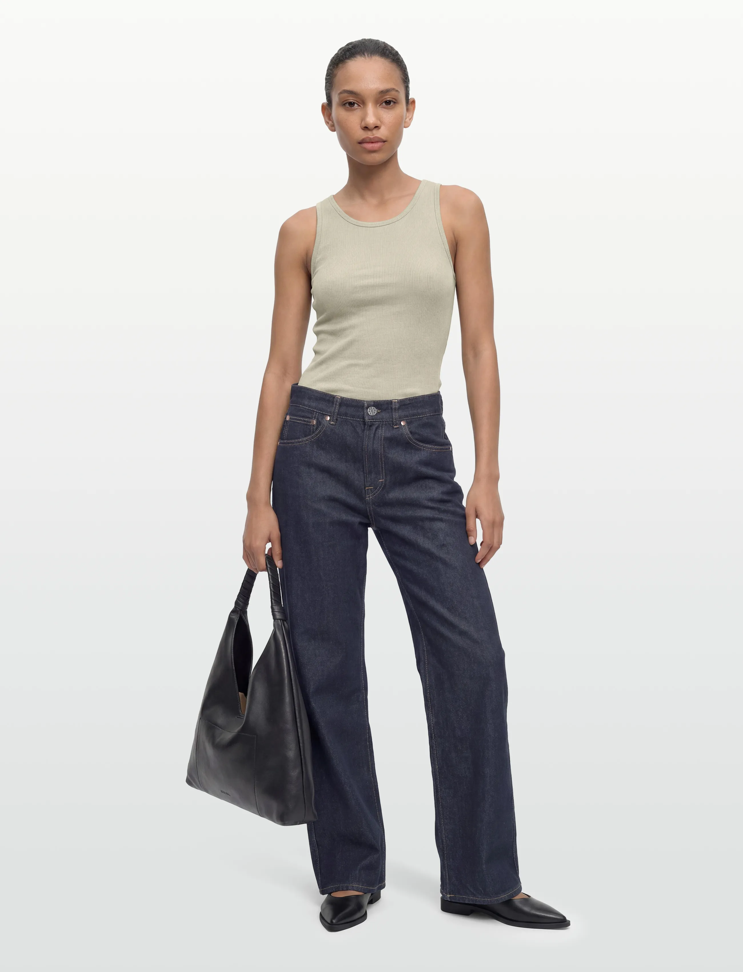 Filippa K Relaxed High Waisted Jeans - Gallabuxur - RINSED BLUE WASH / navy