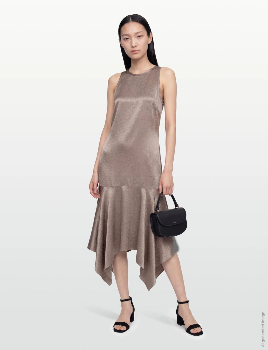 Filippa K - Scarf Hem Dress - abendkleider - dark taupe - 0