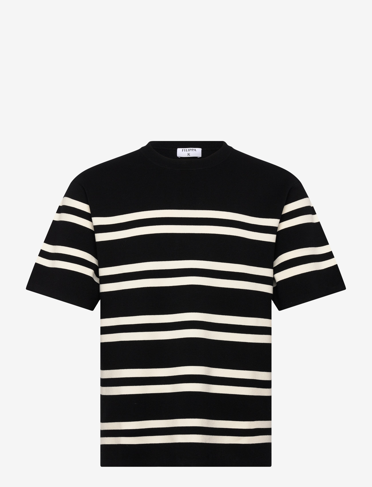 Filippa K - Milano Knit T-Shirt - kortärmade t-shirts - black/white - 0