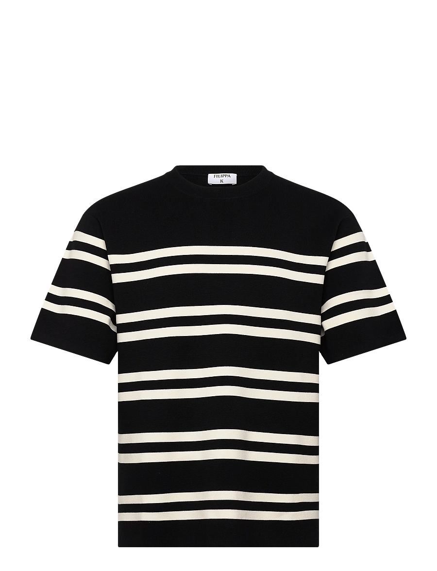 Filippa K - Milano Knit T-Shirt - t-shirts à manches courtes - black/white - 1