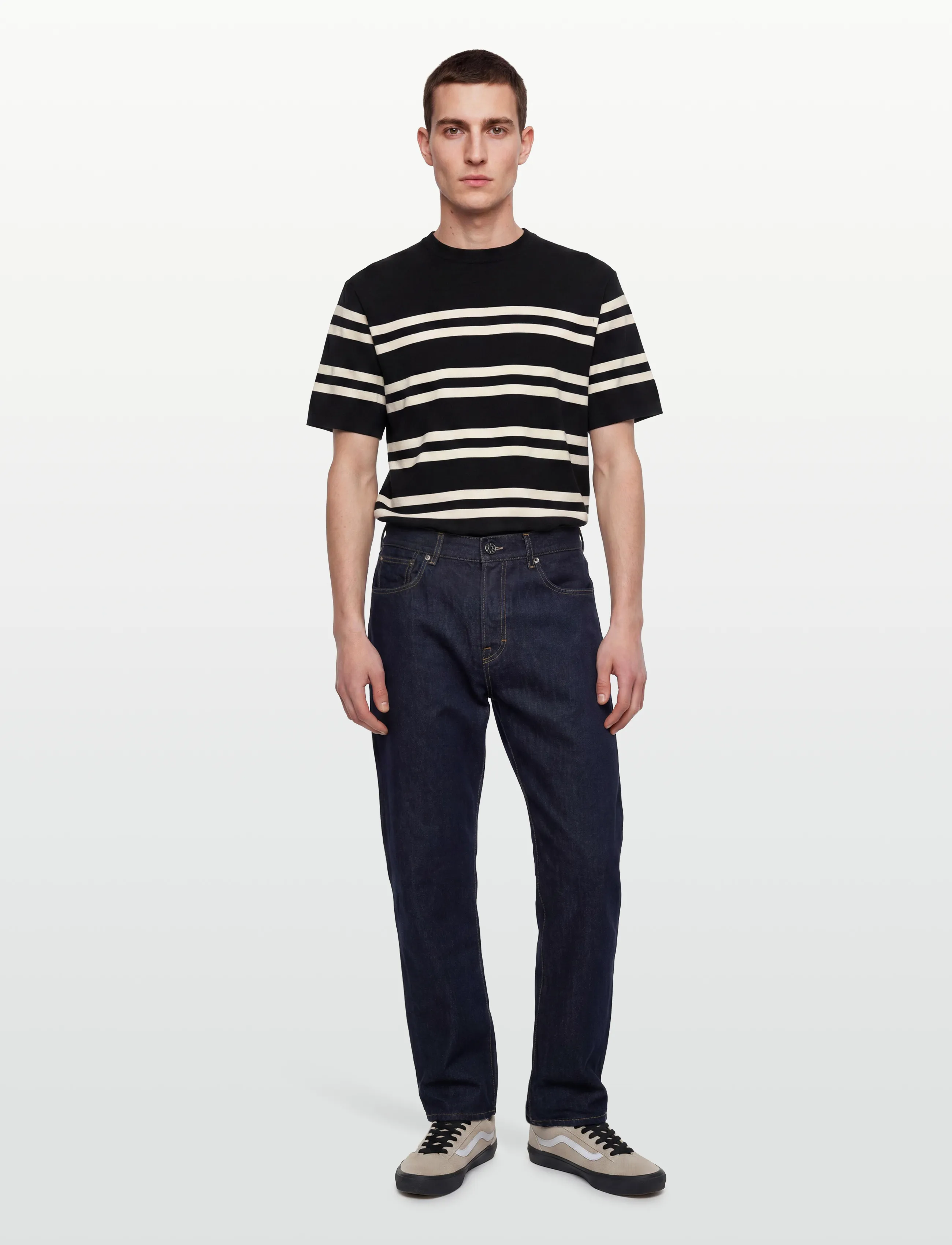 Filippa K Milano Knit T-Shirt - Krótki rękaw - BLACK/WHITE / black