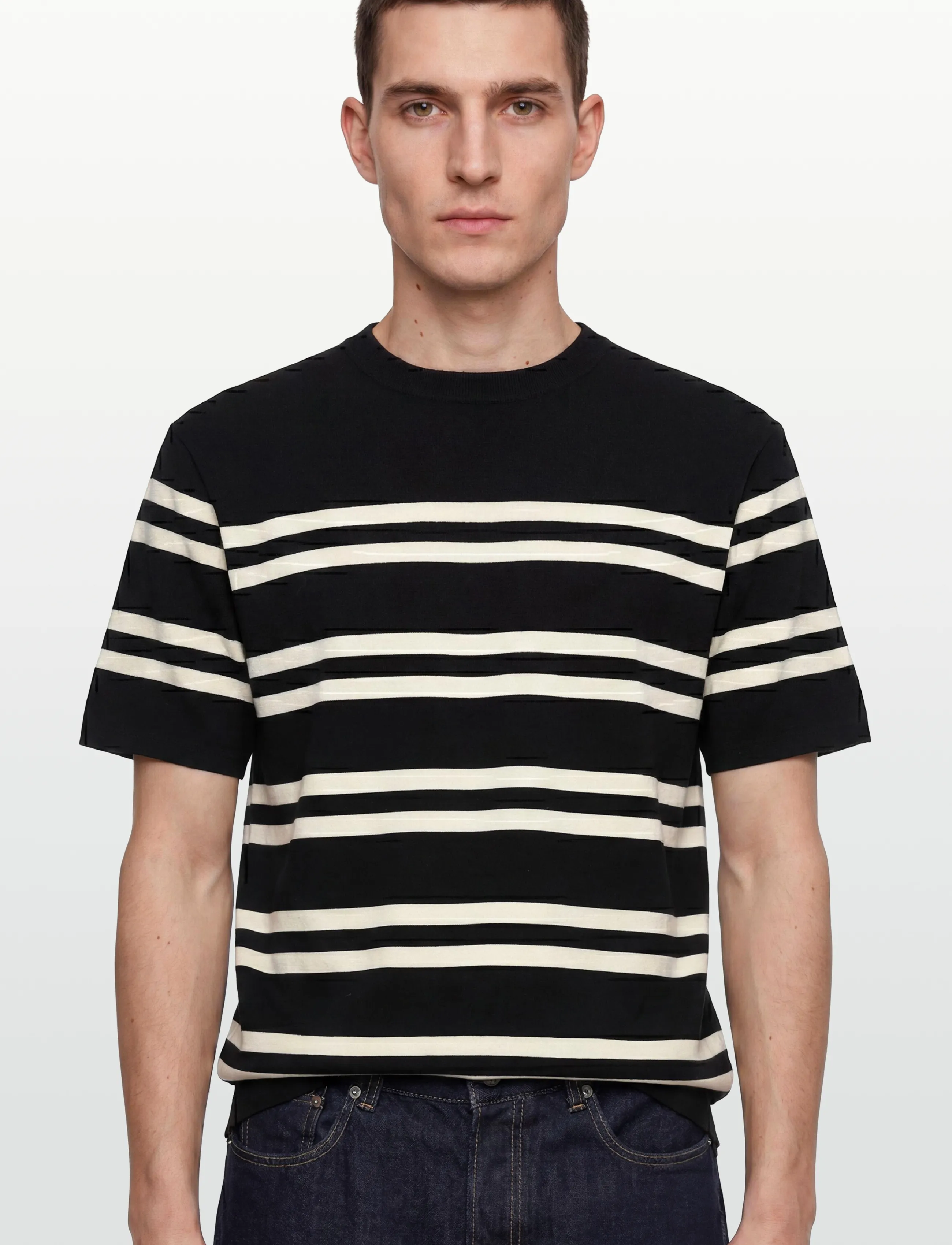 Filippa K - Milano Knit T-Shirt - t-shirts à manches courtes - black/white - 3