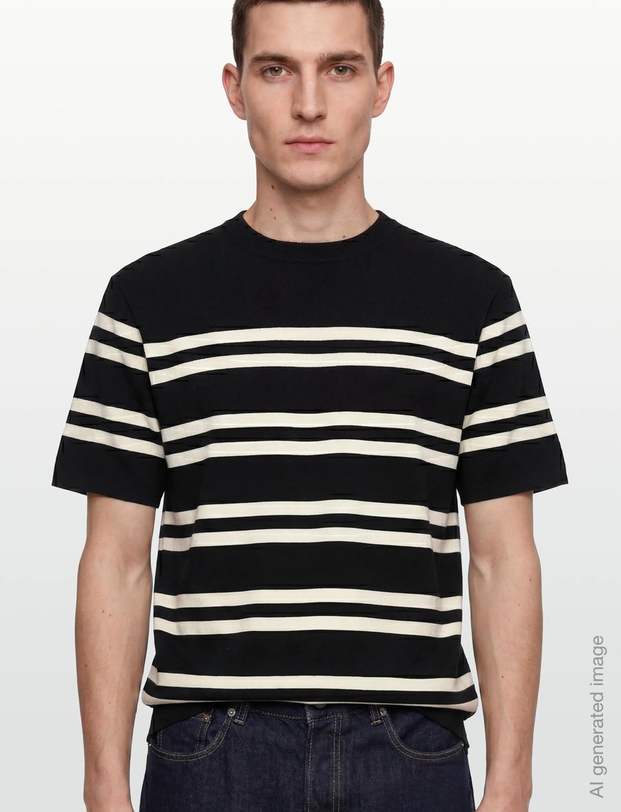 Filippa K - Milano Knit T-Shirt - t-shirts à manches courtes - black/white - 3