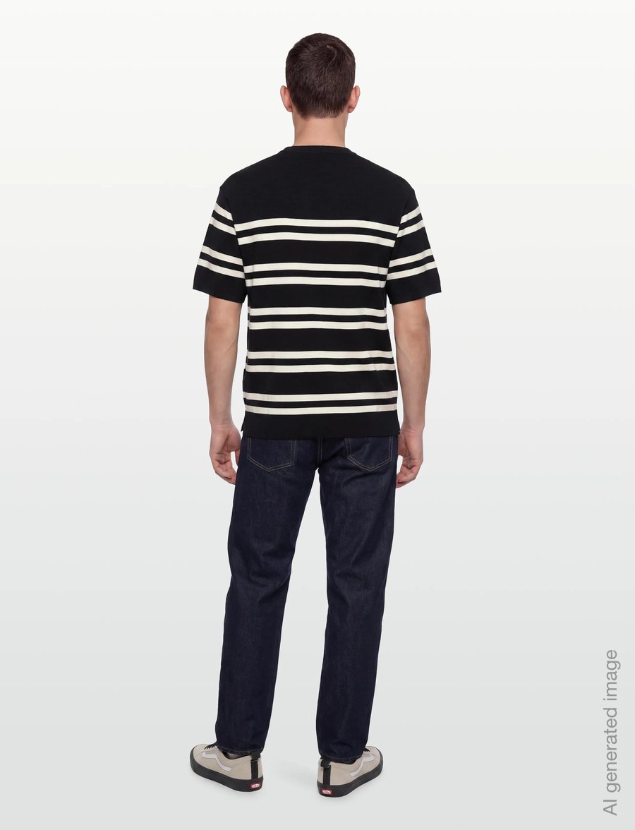 Filippa K - Milano Knit T-Shirt - t-shirts à manches courtes - black/white - 4