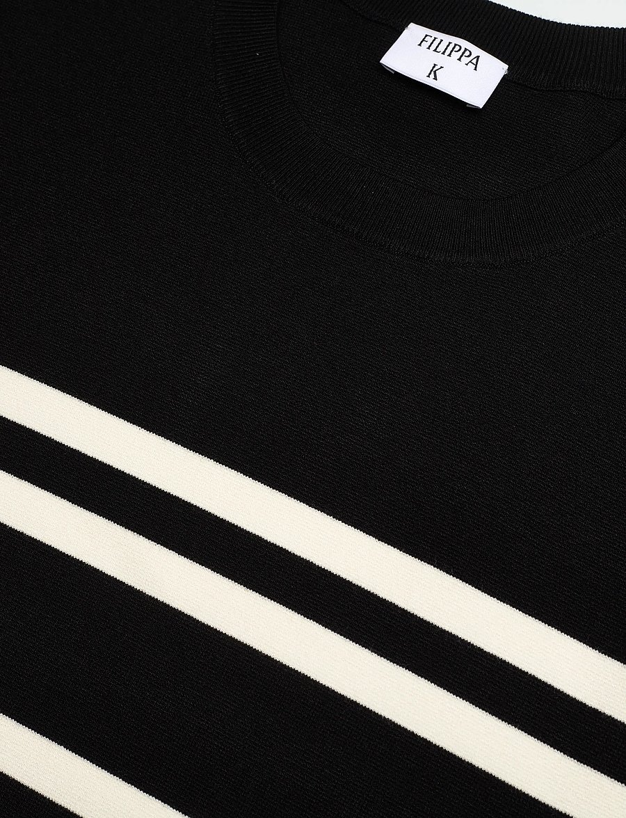 Filippa K - Milano Knit T-Shirt - t-shirts à manches courtes - black/white - 5
