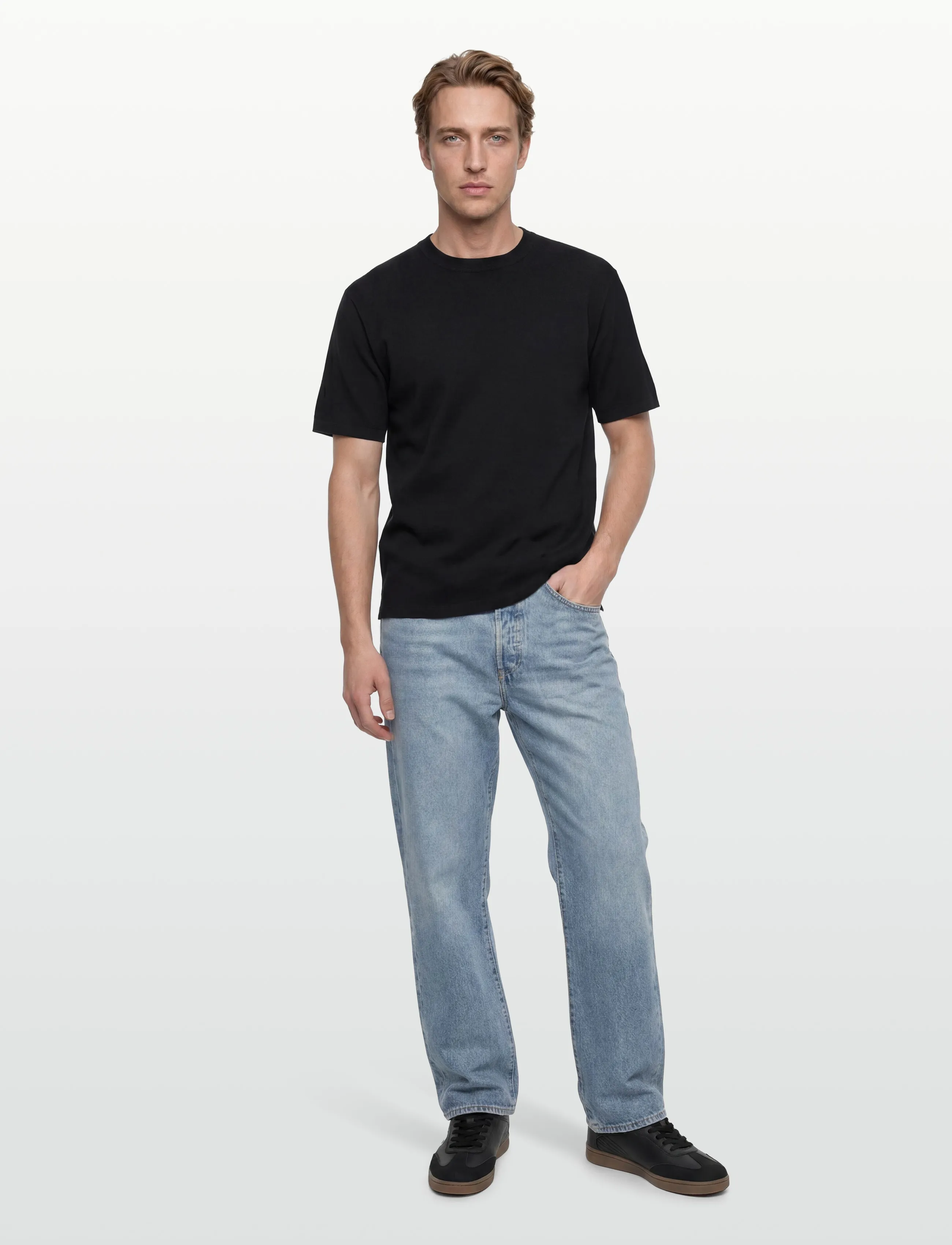 Filippa K Milano Knit T-Shirt - Vaatteet - NAVY / black