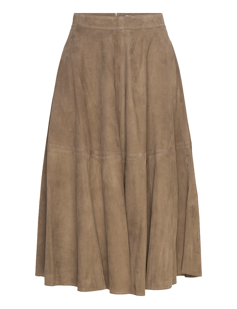 Filippa K - Suede Flared Skirt - midi-röcke - olive green - 0