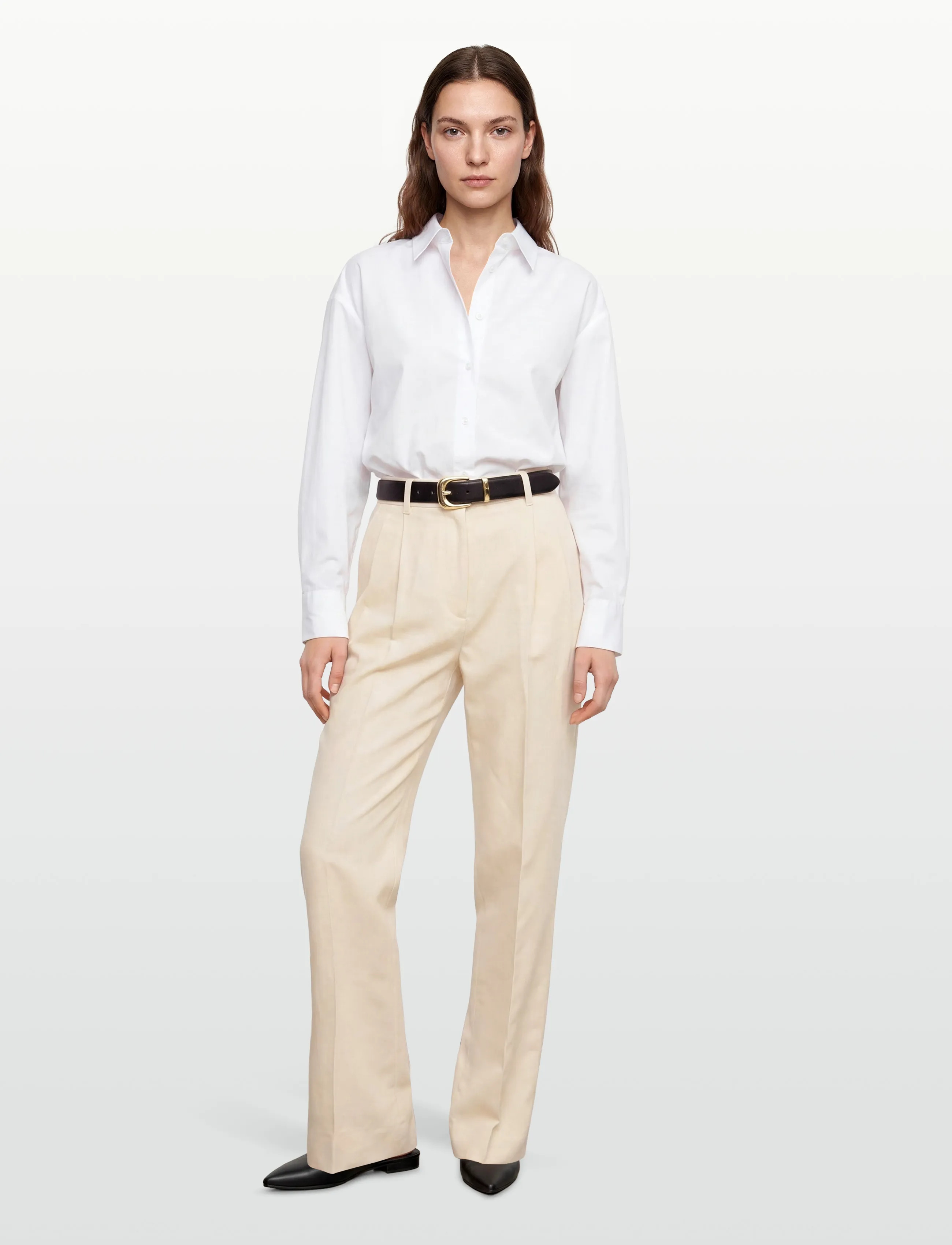 Filippa K Darcey Linen Trousers - Wide leg trousers - CREAM WHITE / cream
