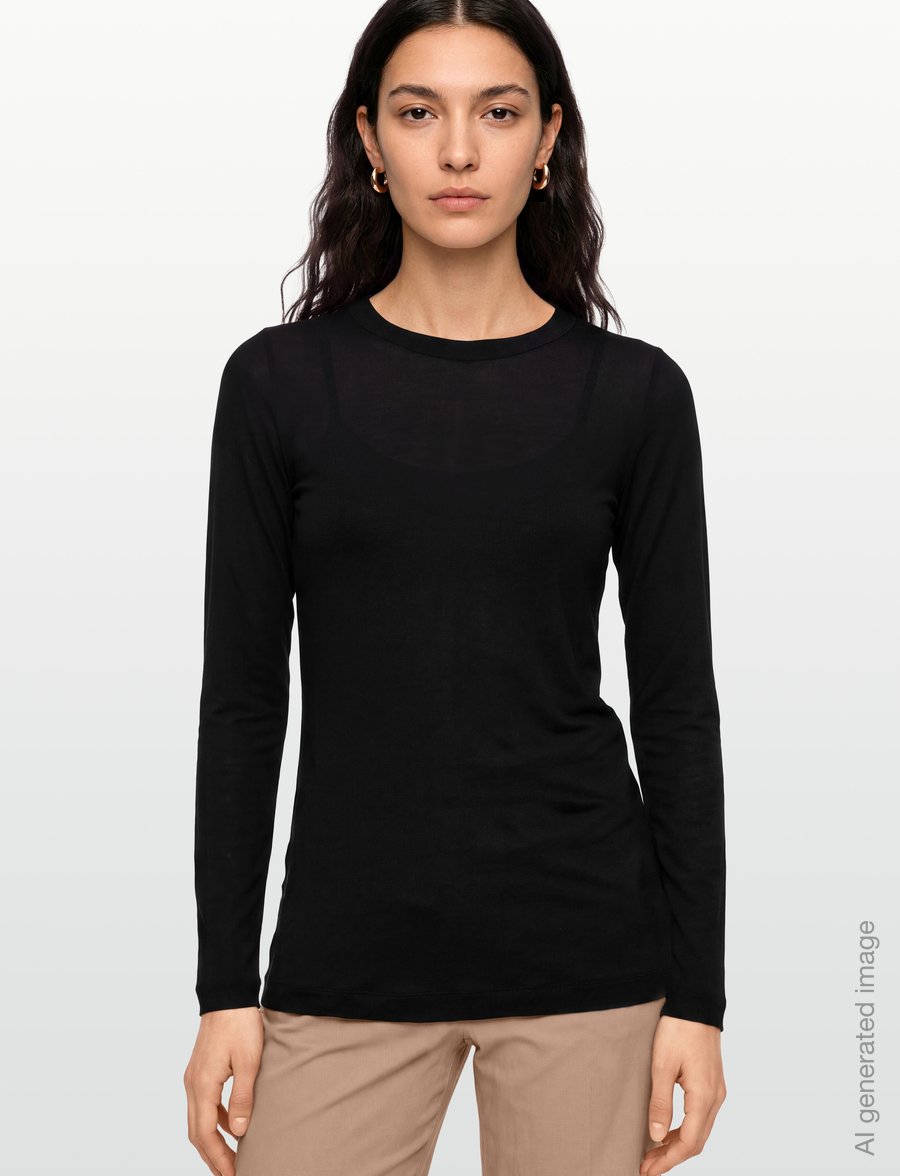 Filippa K - Scooped Longsleeve Top - langærmede toppe - black - 3