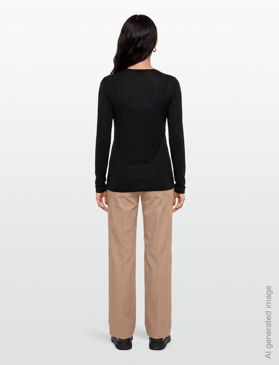 Filippa K - Scooped Longsleeve Top - langærmede toppe - black - 4