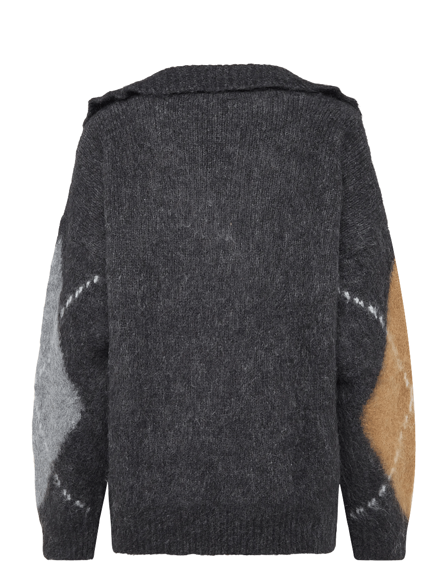 Filippa K - Alpaca Check Sweater - striktrøjer - grey melange - 1
