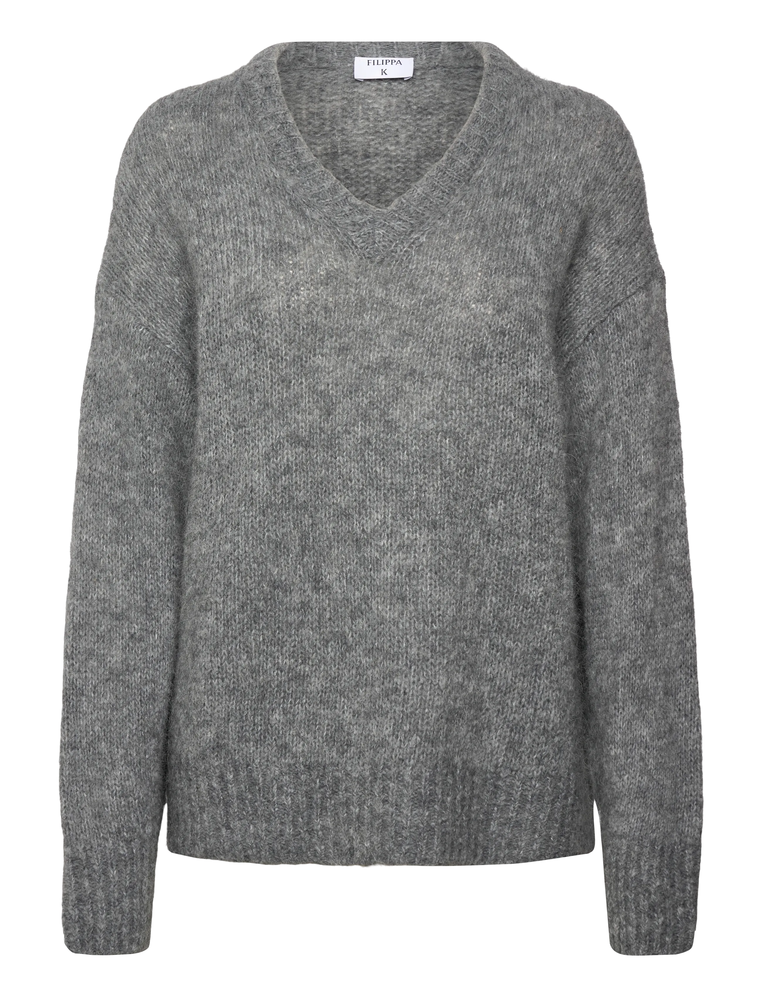 Filippa K Hairy Alpaca V-Neck Sweater - Filippa K - GREY MELANGE / grey