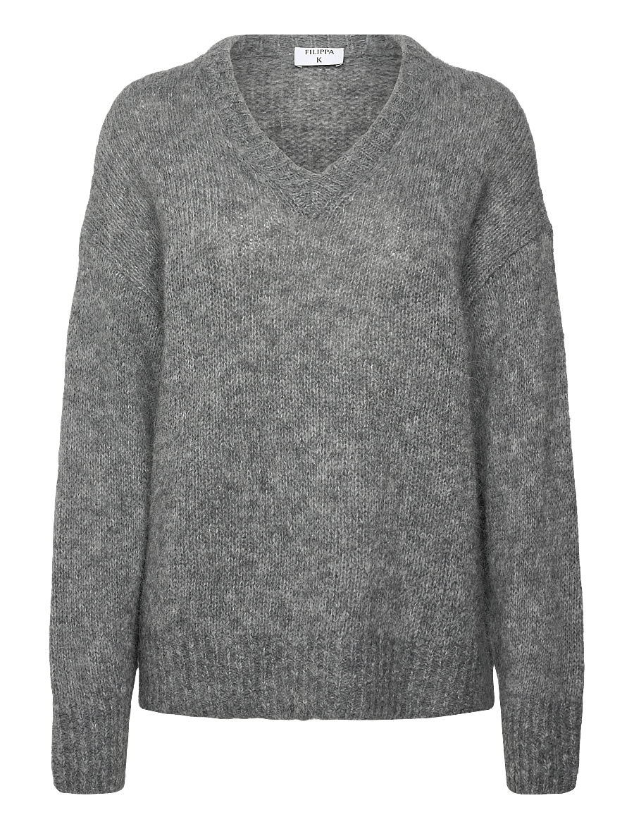 Filippa K - Hairy Alpaca V-Neck Sweater - grey melange - 0