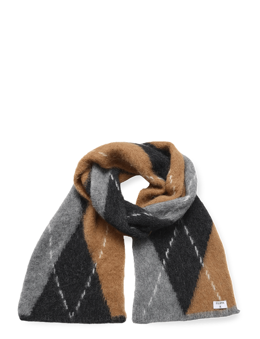 Filippa K - Alpaca Check Scarf - talvesallid - grey melange - 0