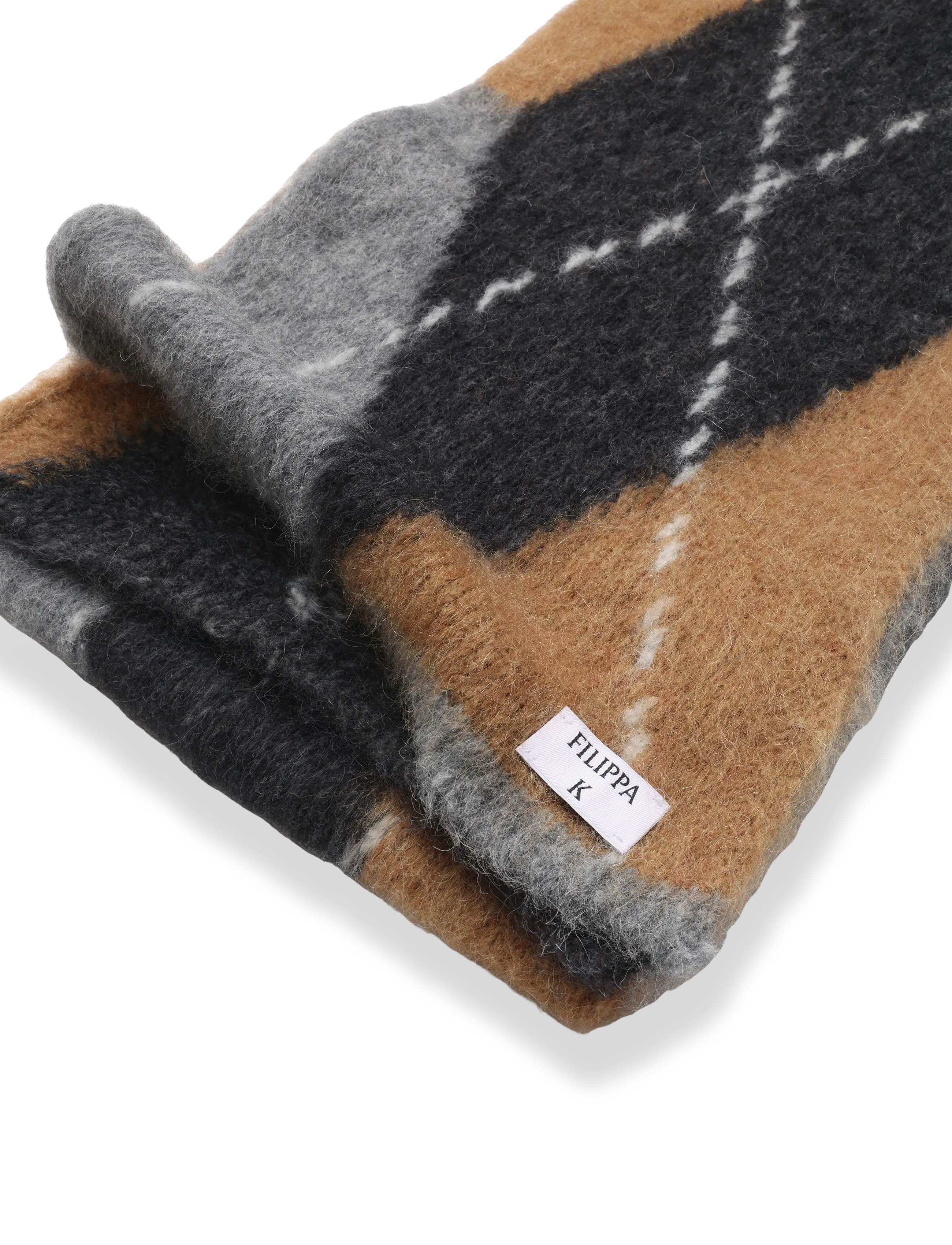 Filippa K - Alpaca Check Scarf - talvesallid - grey melange - 2