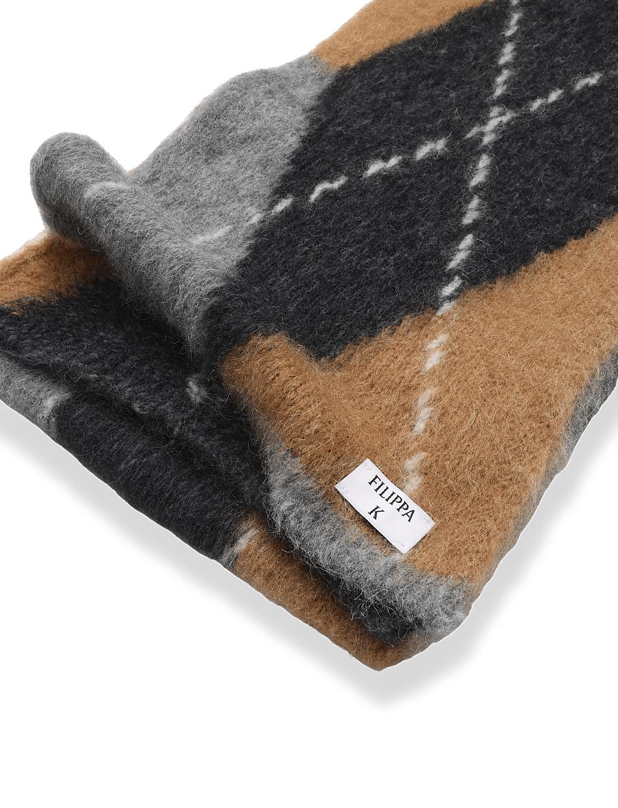 Filippa K - Alpaca Check Scarf - talvesallid - grey melange - 2