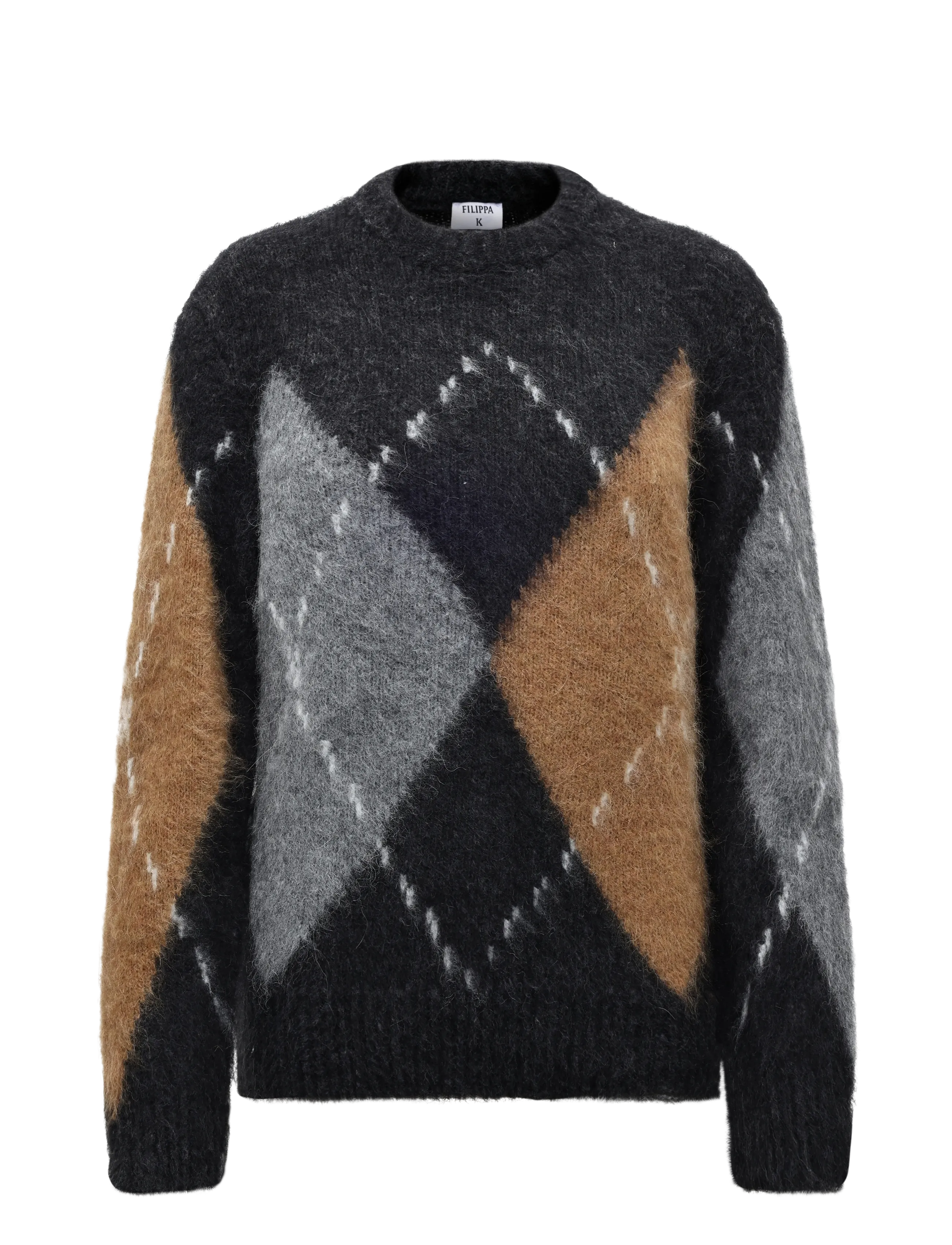 Filippa K Alpaca Check Sweater - Rund hals - GREY MELANGE / grey