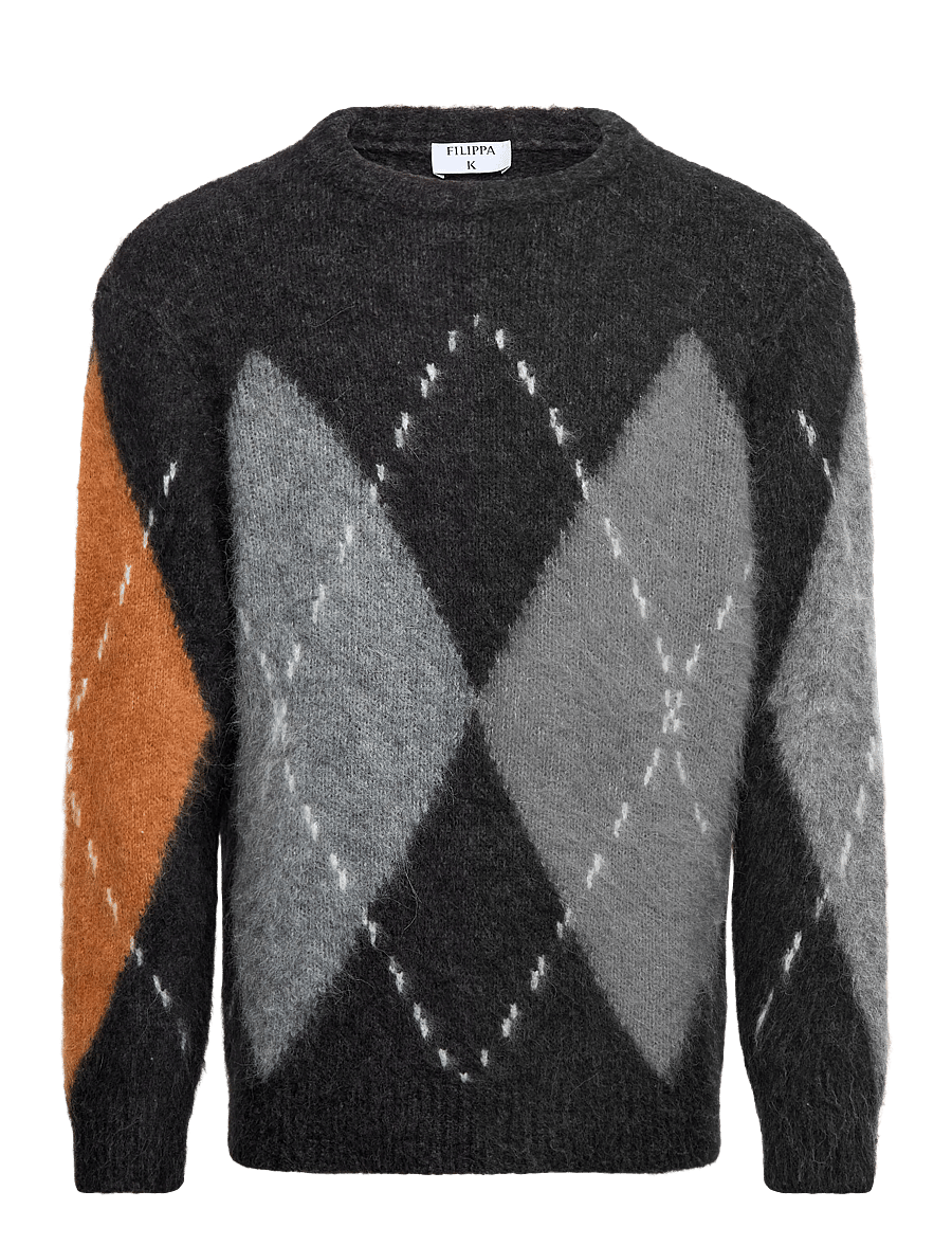 Filippa K - Alpaca Check Sweater - rundhals - grey melange - 0