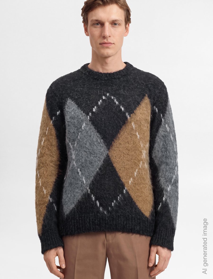 Filippa K - Alpaca Check Sweater - rund hals - grey melange - 3