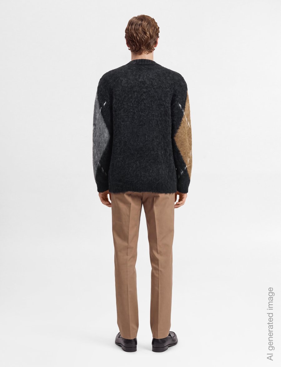 Filippa K - Alpaca Check Sweater - rund hals - grey melange - 4