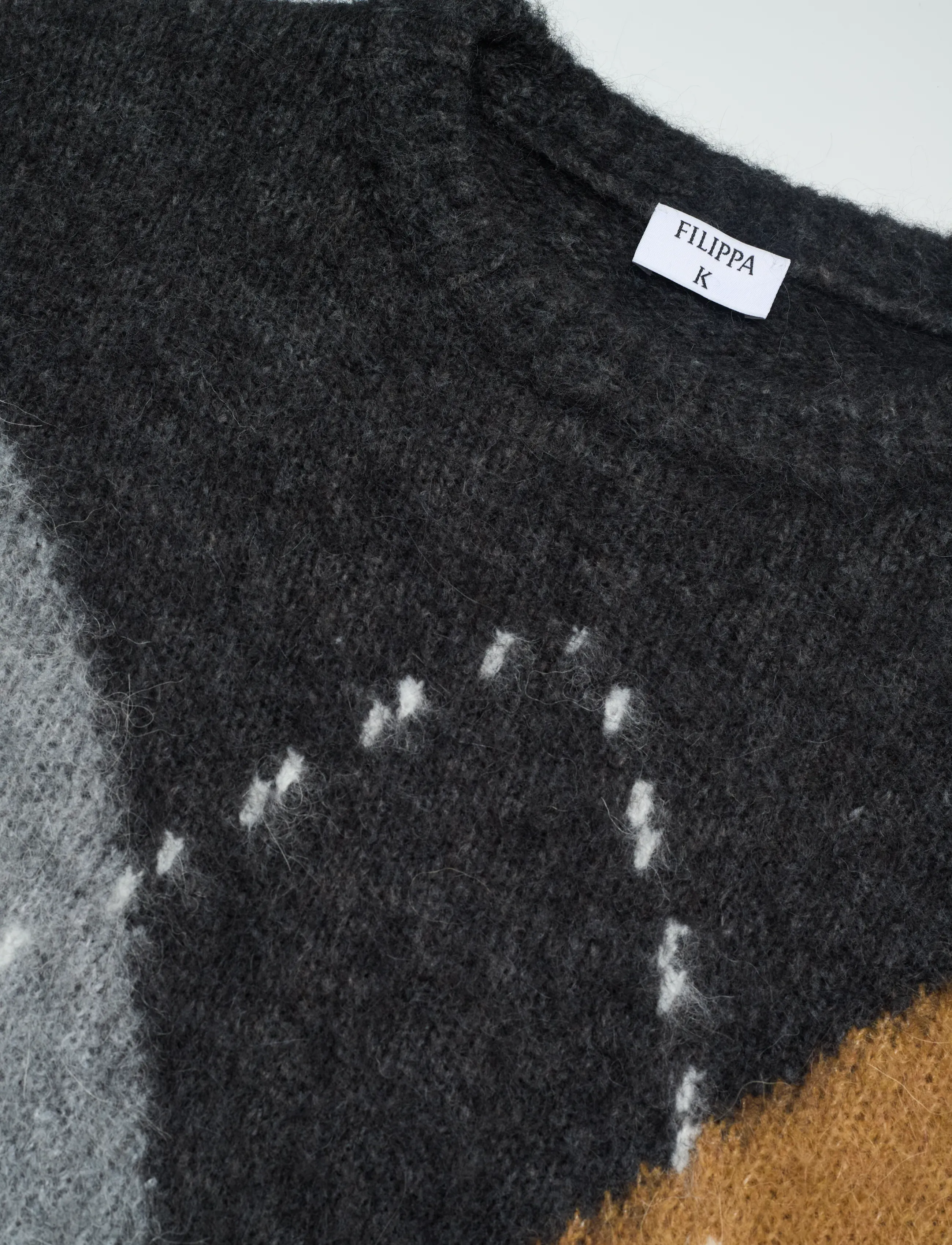 Filippa K - Alpaca Check Sweater - džemperi ar apaļu kakla izgriezumu - grey melange - 2