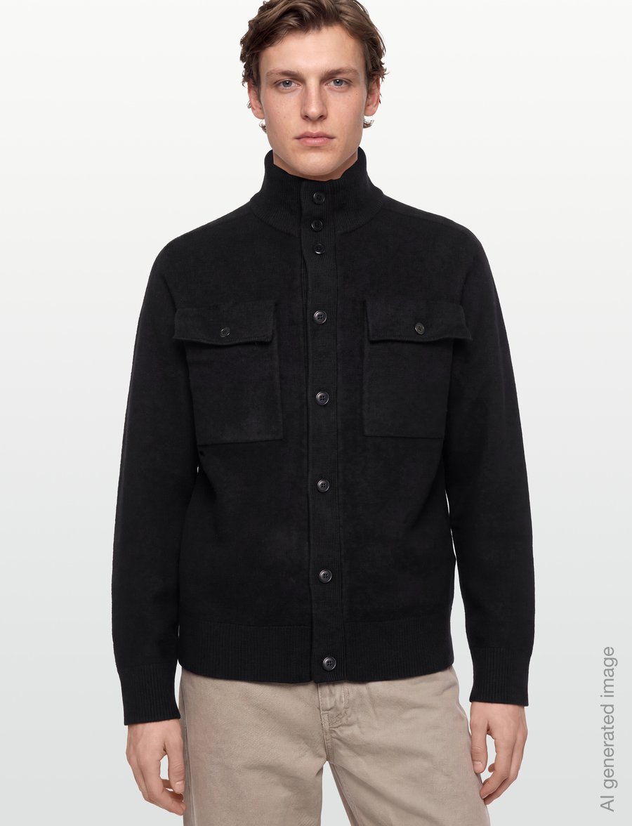 Filippa K - Felted Knit Overshirt - Überhemden - black - 3