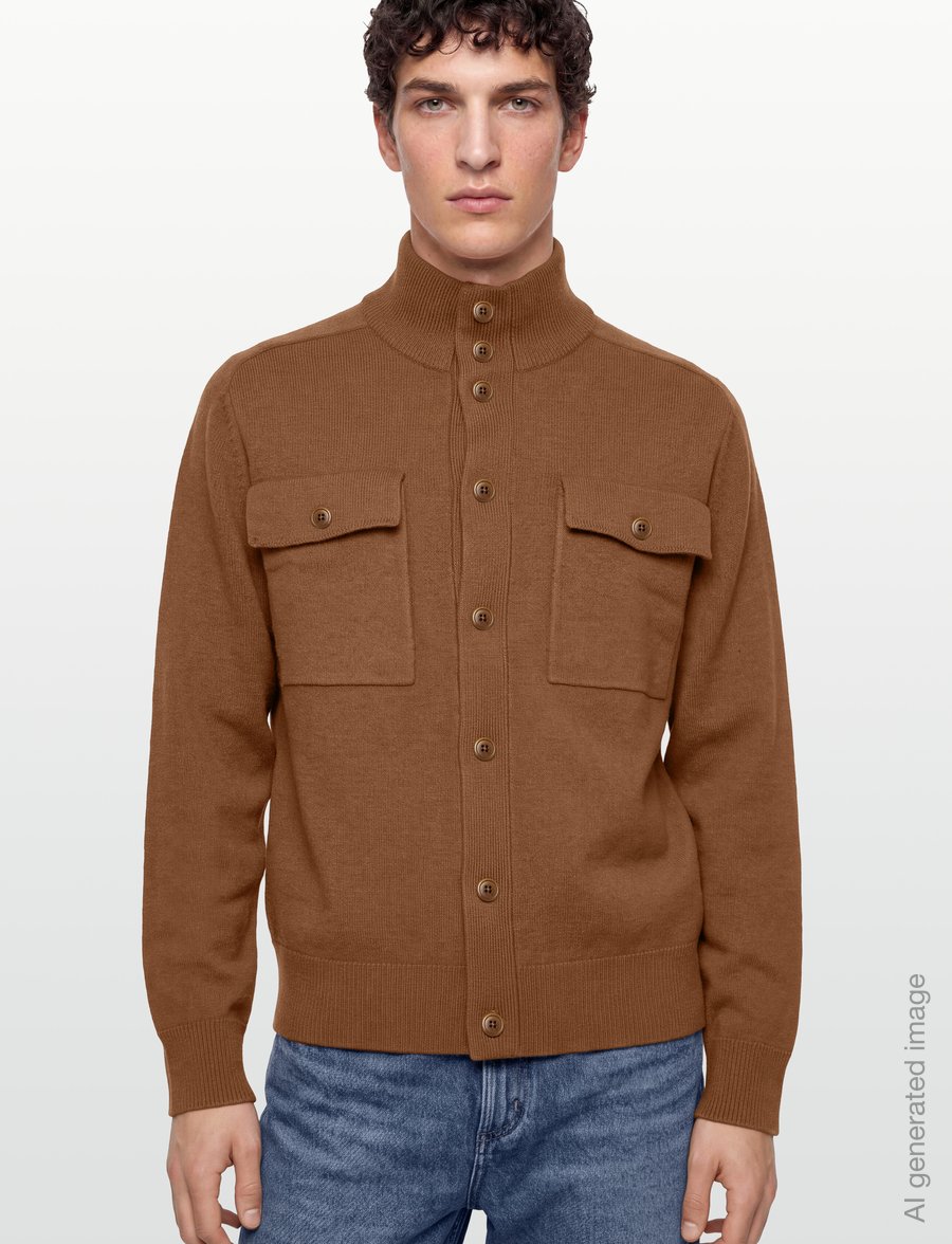 Filippa K - Felted Knit Overshirt - Überhemden - mid brown - 3