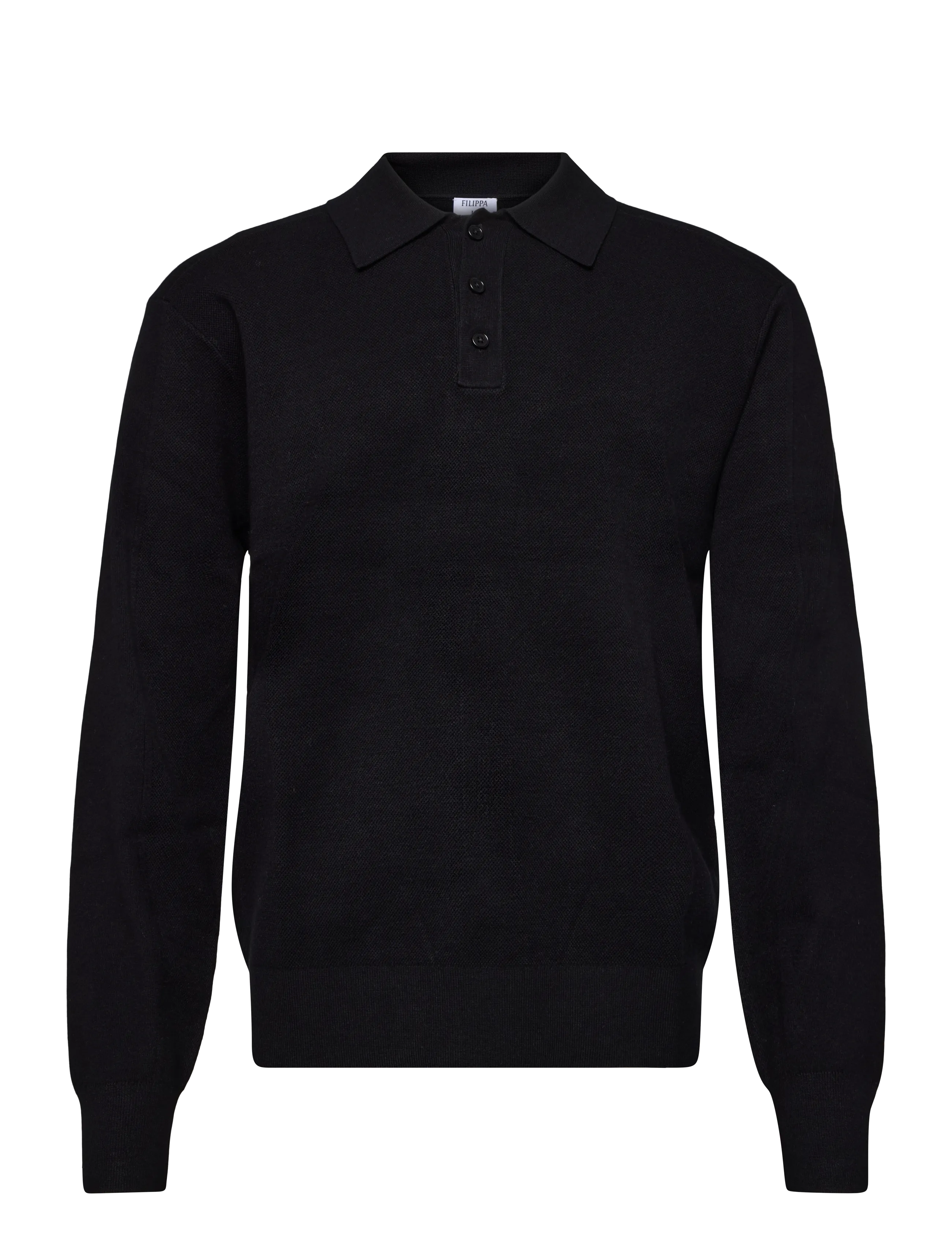 Filippa K Textured Knit Polo Shirt - Pikkade varrukatega kootud polod - BLACK / black