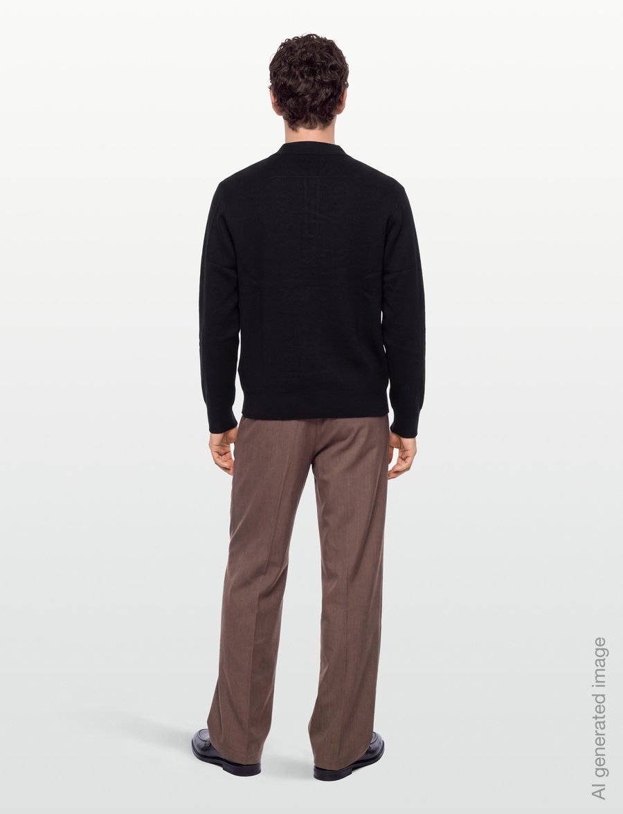 Filippa K - Textured Knit Polo Shirt - trikotažiniai polo marškinėliai ilgomis rankovėmis - black - 4