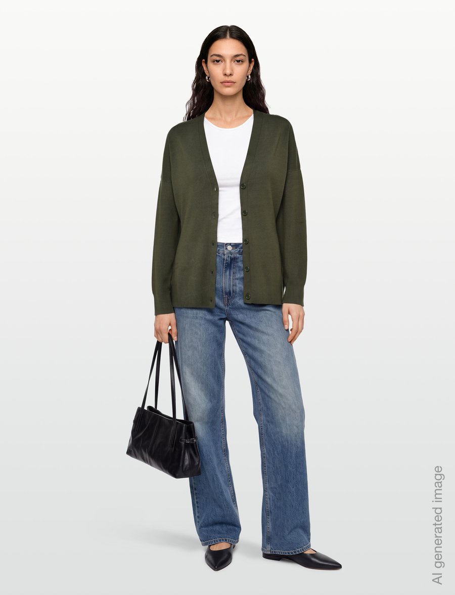 Filippa K - Hourglass Cardigan - strickjacken - dark moss green - 0