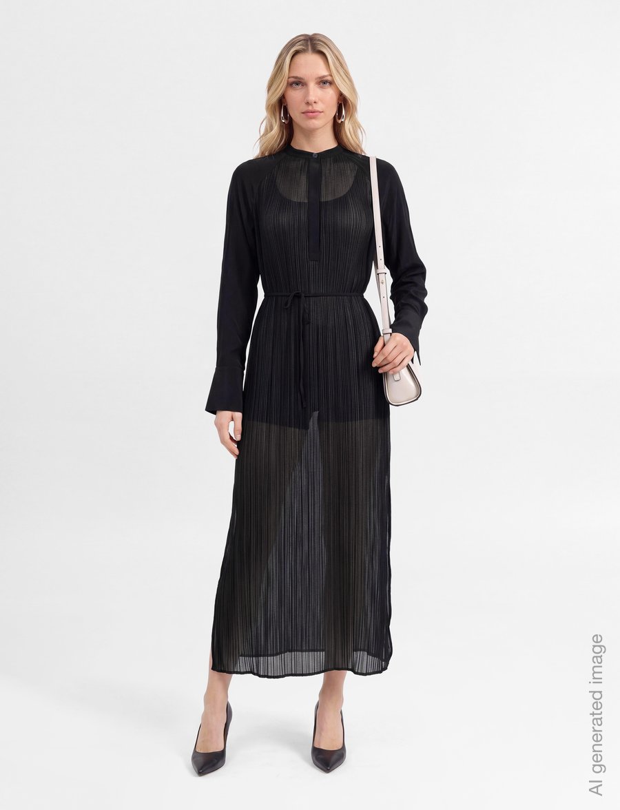 Filippa K - Plissé Raglan Dress - maksikleidid - black - 0