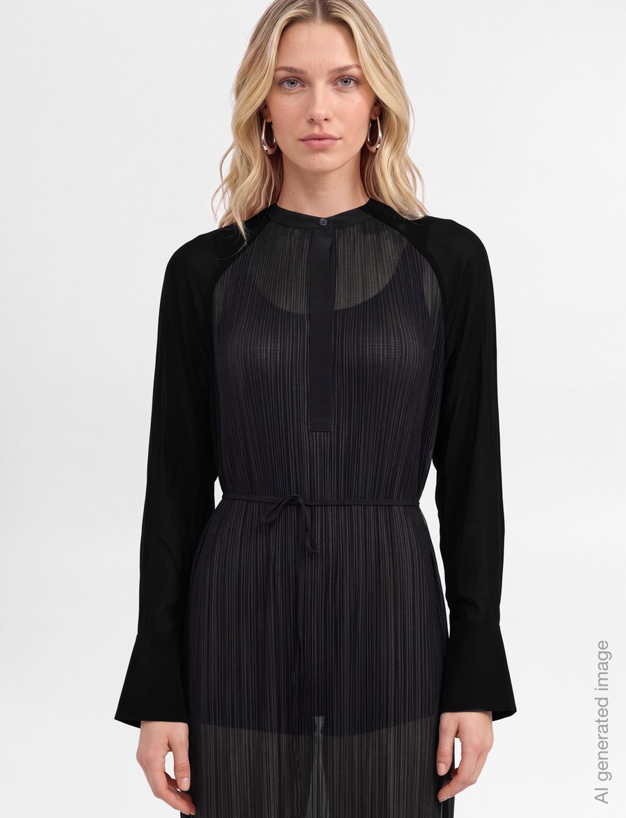 Filippa K - Plissé Raglan Dress - maksikleidid - black - 3