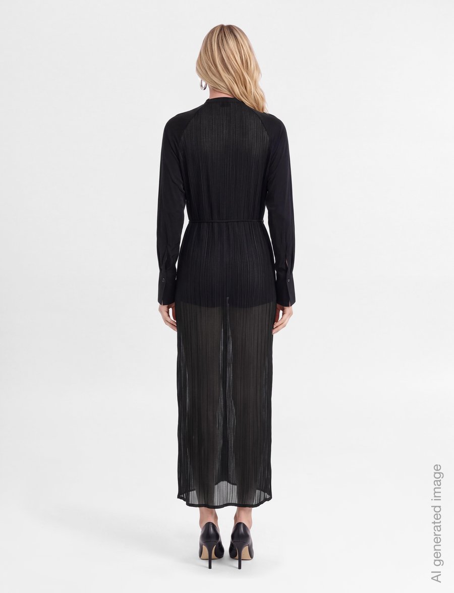Filippa K - Plissé Raglan Dress - maksikleidid - black - 4