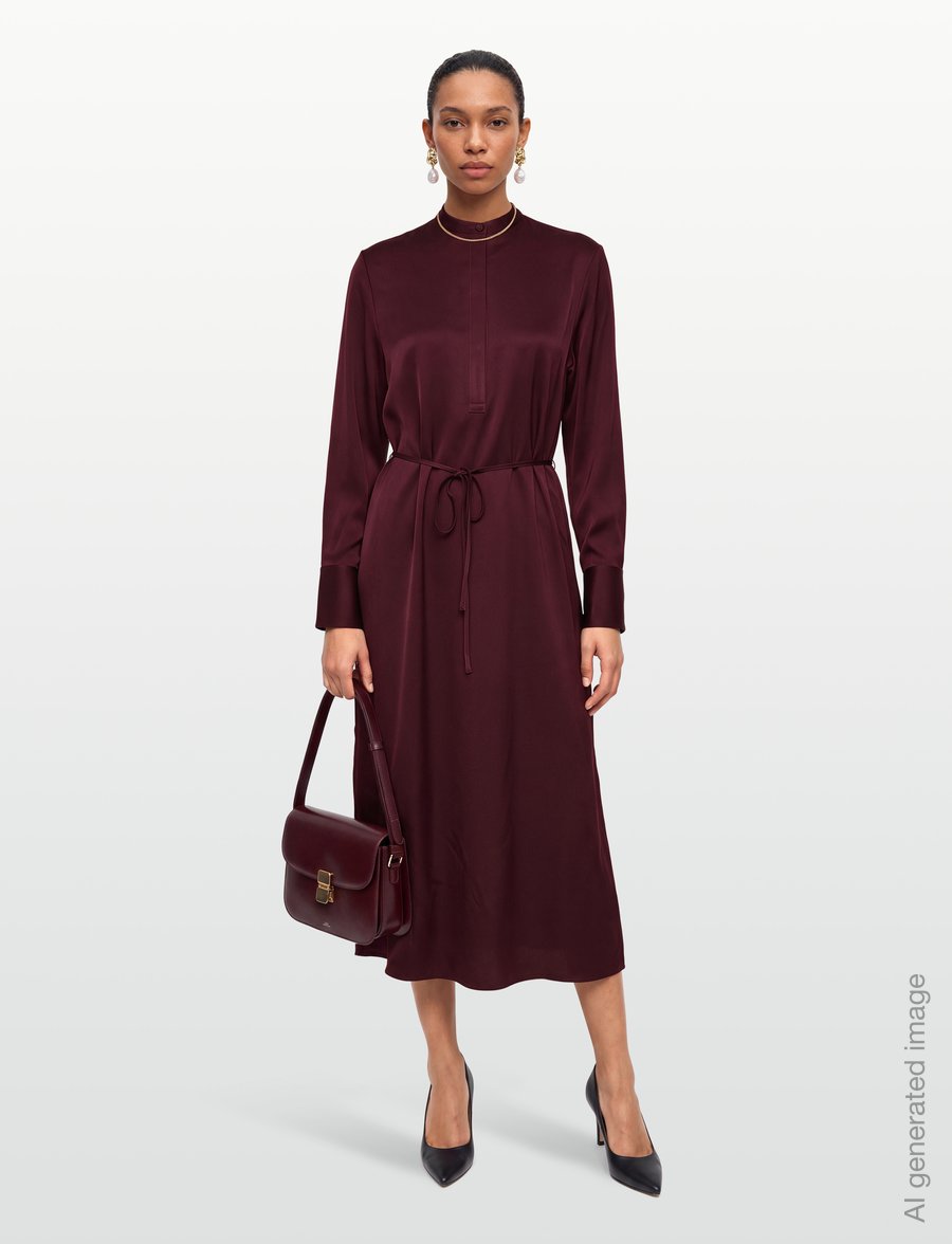 Filippa K - Half Placket Dress - hemdkleider - dark burgundy - 0