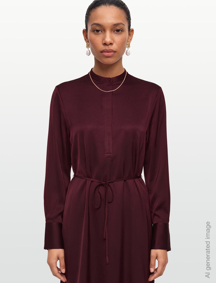 Filippa K - Half Placket Dress - hemdkleider - dark burgundy - 3