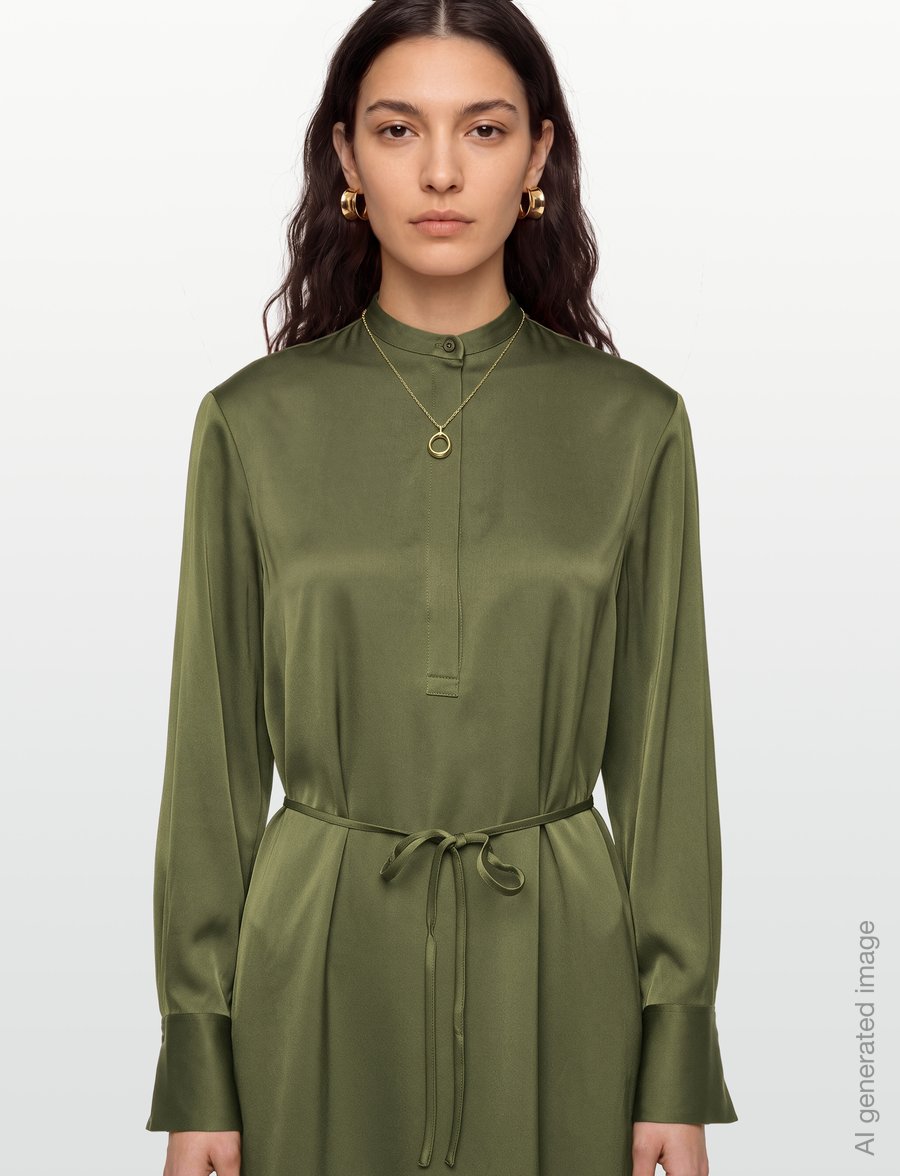 Filippa K - Half Placket Dress - skjortklänningar - laurel green - 3