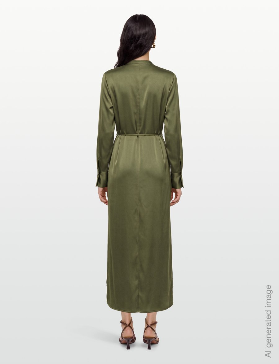 Filippa K - Half Placket Dress - skjortklänningar - laurel green - 4