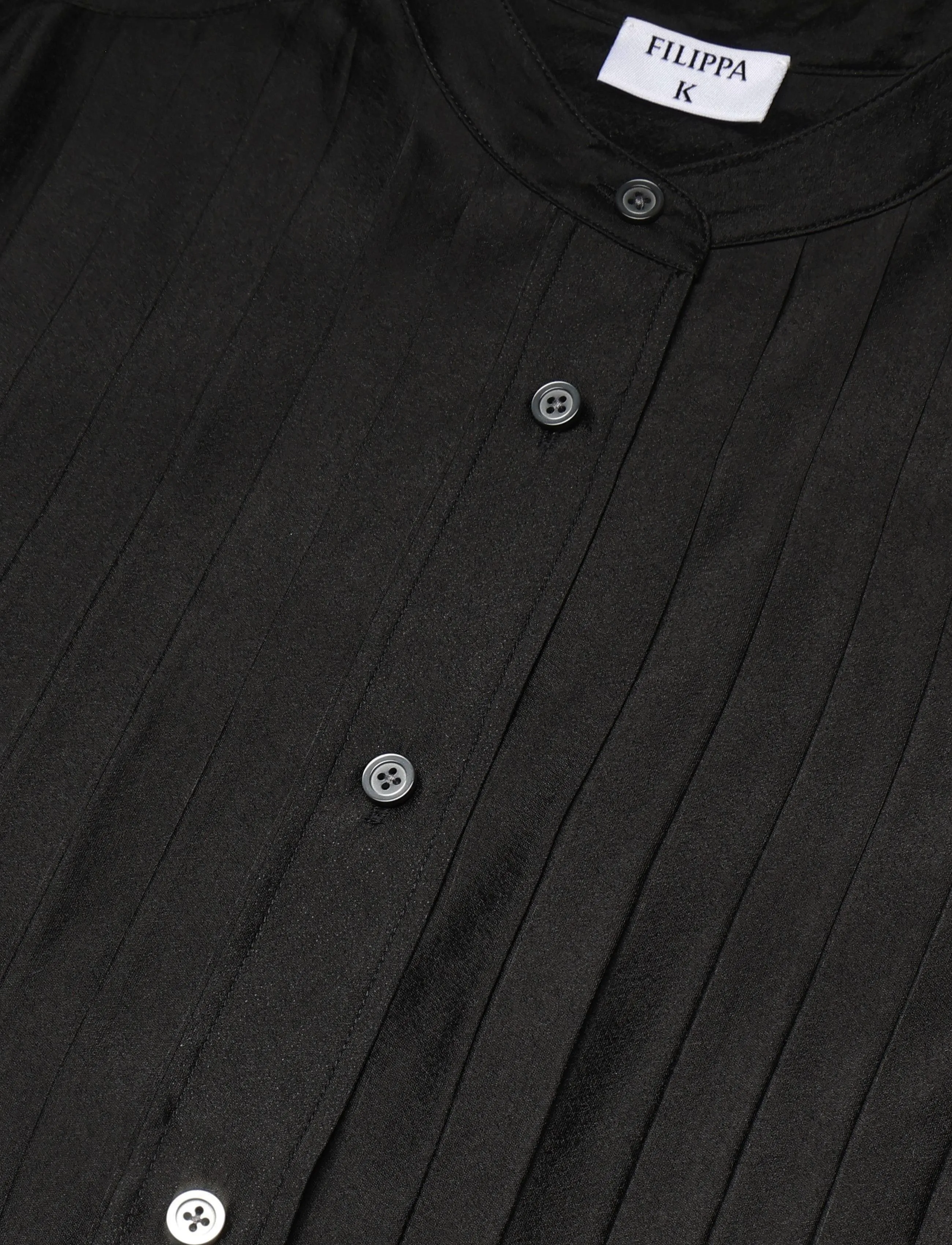 Filippa K - Pleated Stand Collar Shirt - black - 2