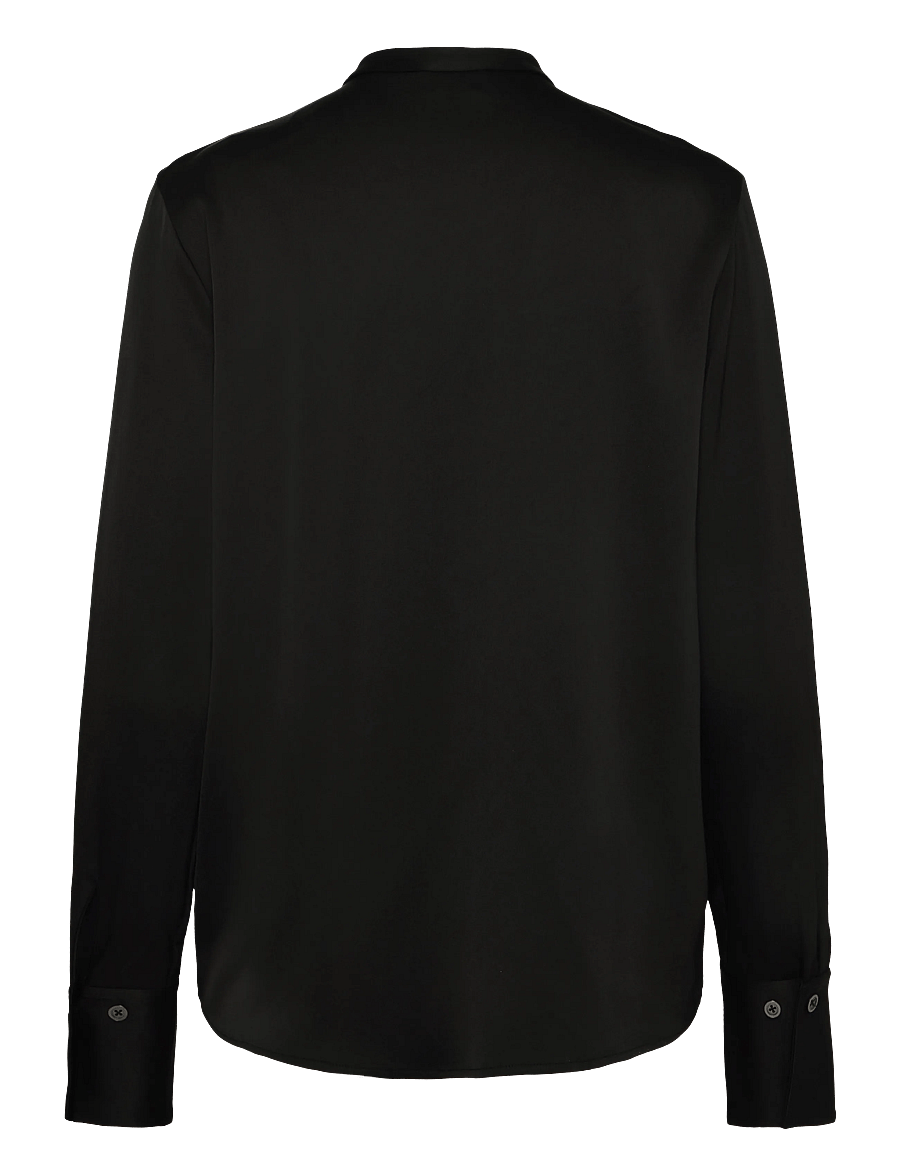 Filippa K - Half Placket Stand Collar Blouse - långärmade blusar - black - 1