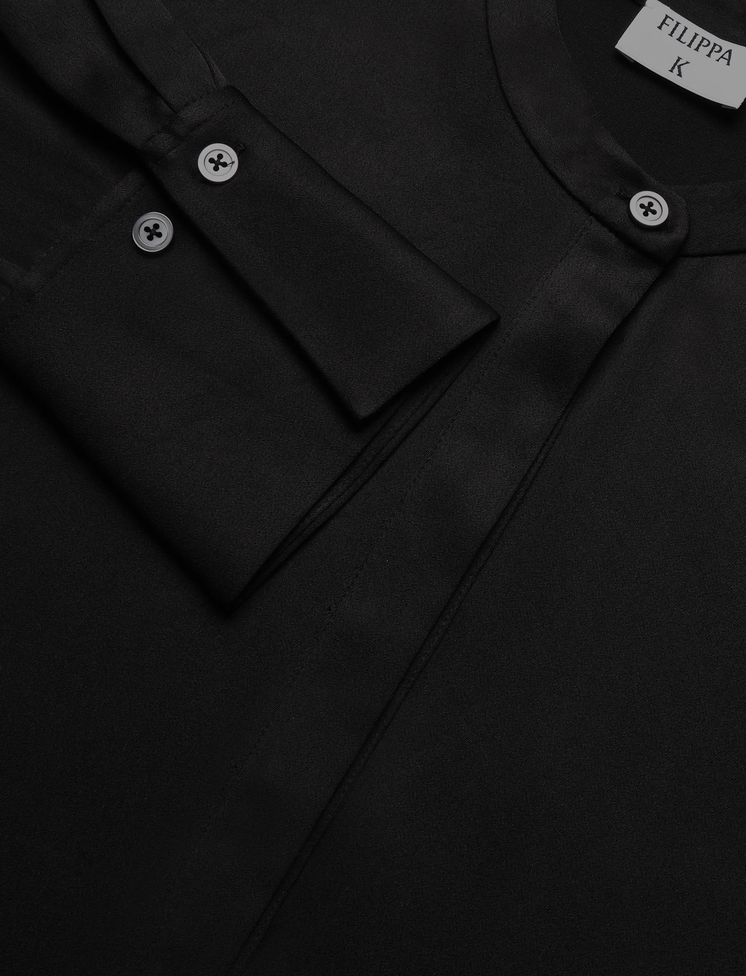 Filippa K - Half Placket Stand Collar Blouse - långärmade blusar - black - 2