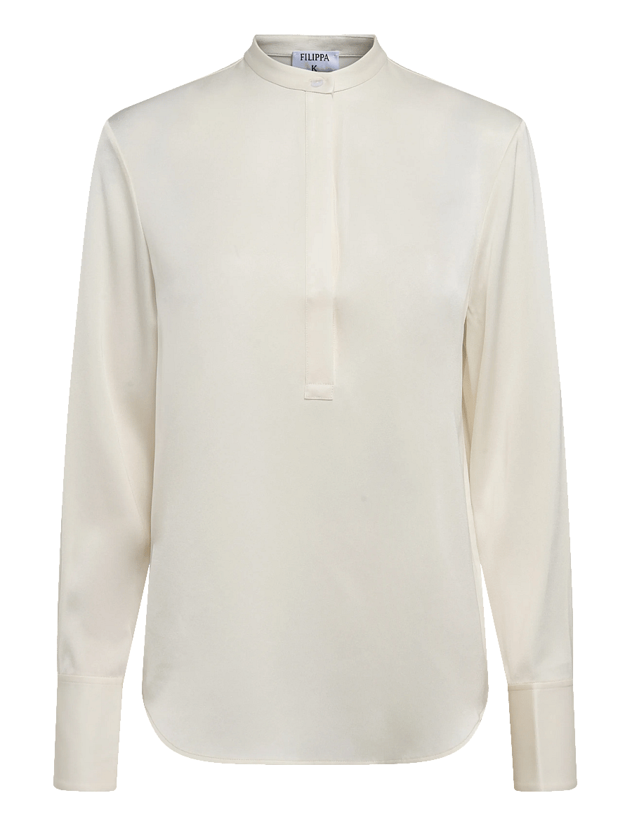 Filippa K - Half Placket Stand Collar Blouse - långärmade blusar - off-white - 1