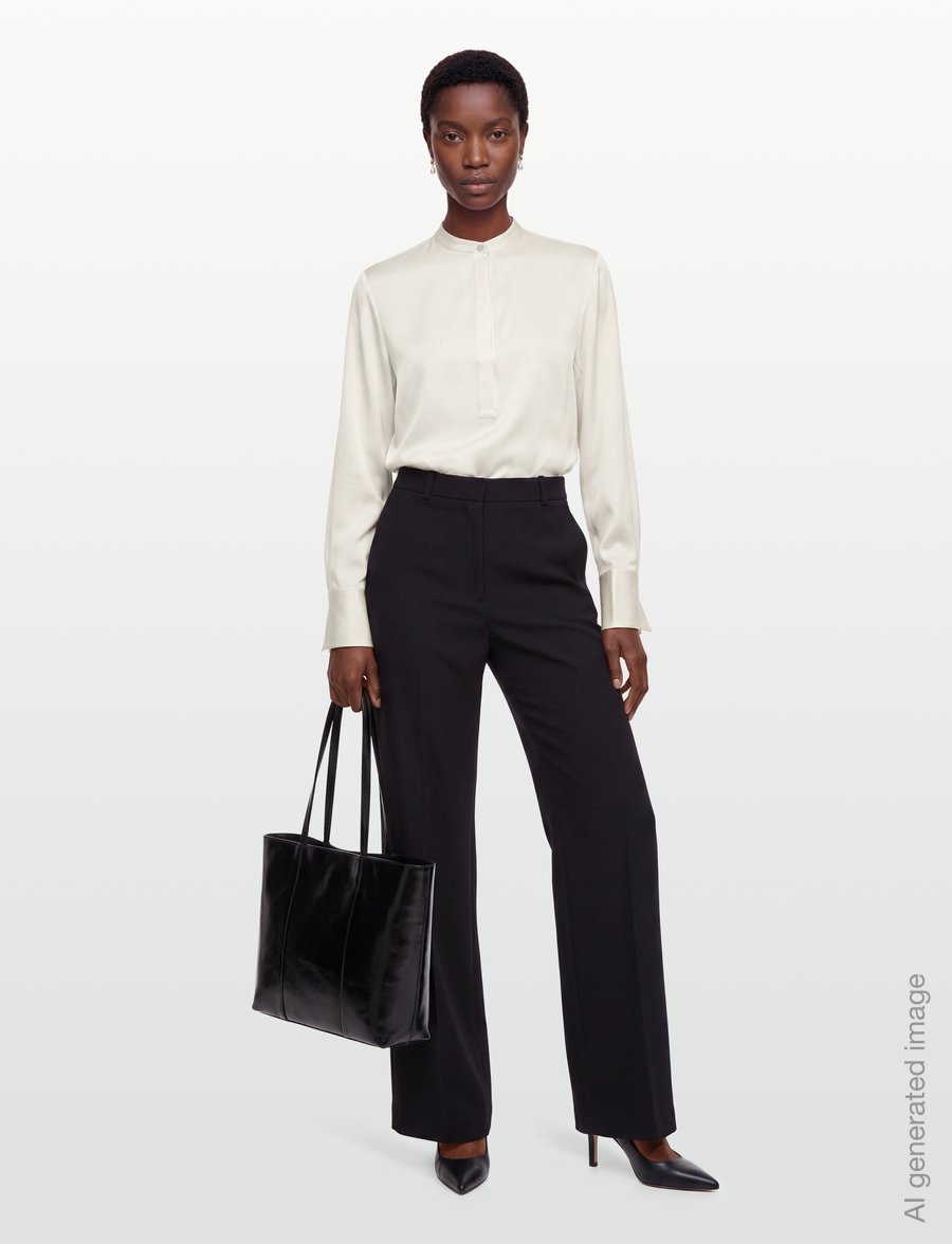 Filippa K - Half Placket Stand Collar Blouse - långärmade blusar - off-white - 0