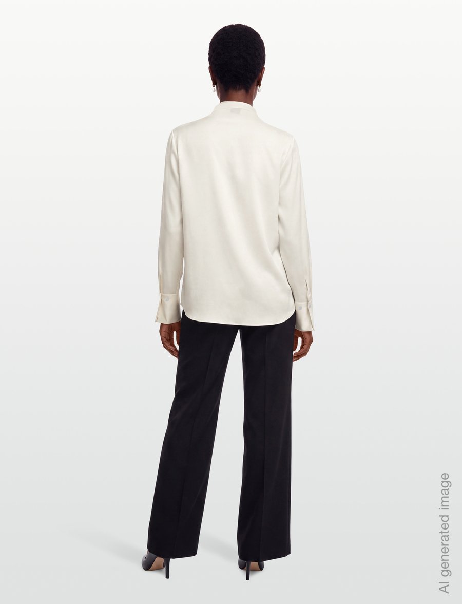 Filippa K - Half Placket Stand Collar Blouse - långärmade blusar - off-white - 4