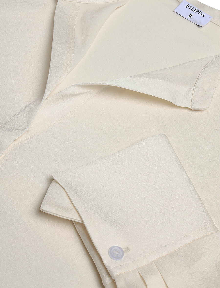 Filippa K - Half Placket Stand Collar Blouse - långärmade blusar - off-white - 5