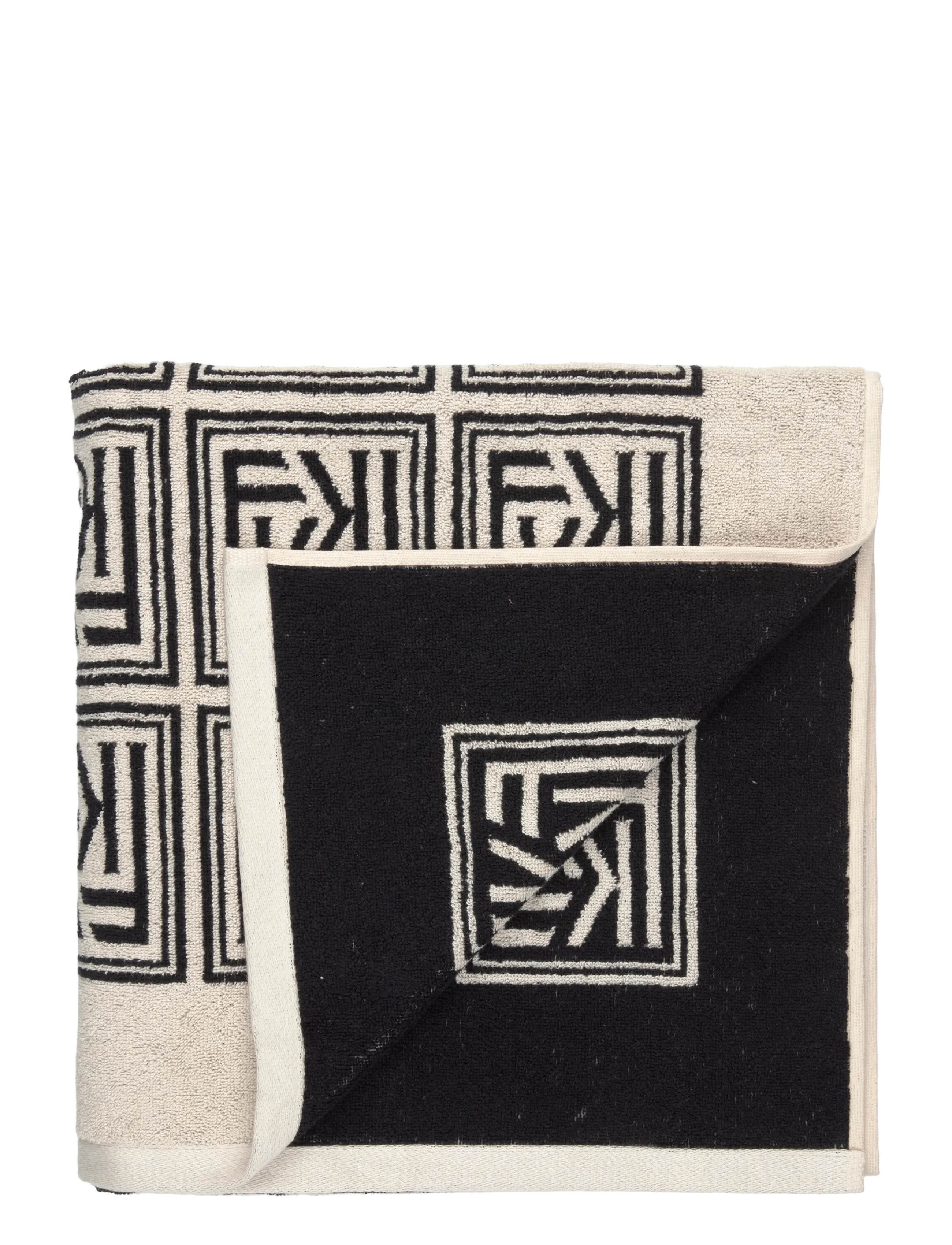 Filippa K Monogram Beach Towel - Pludmales dvieļi - BLACK/ OFF WHITE / multi