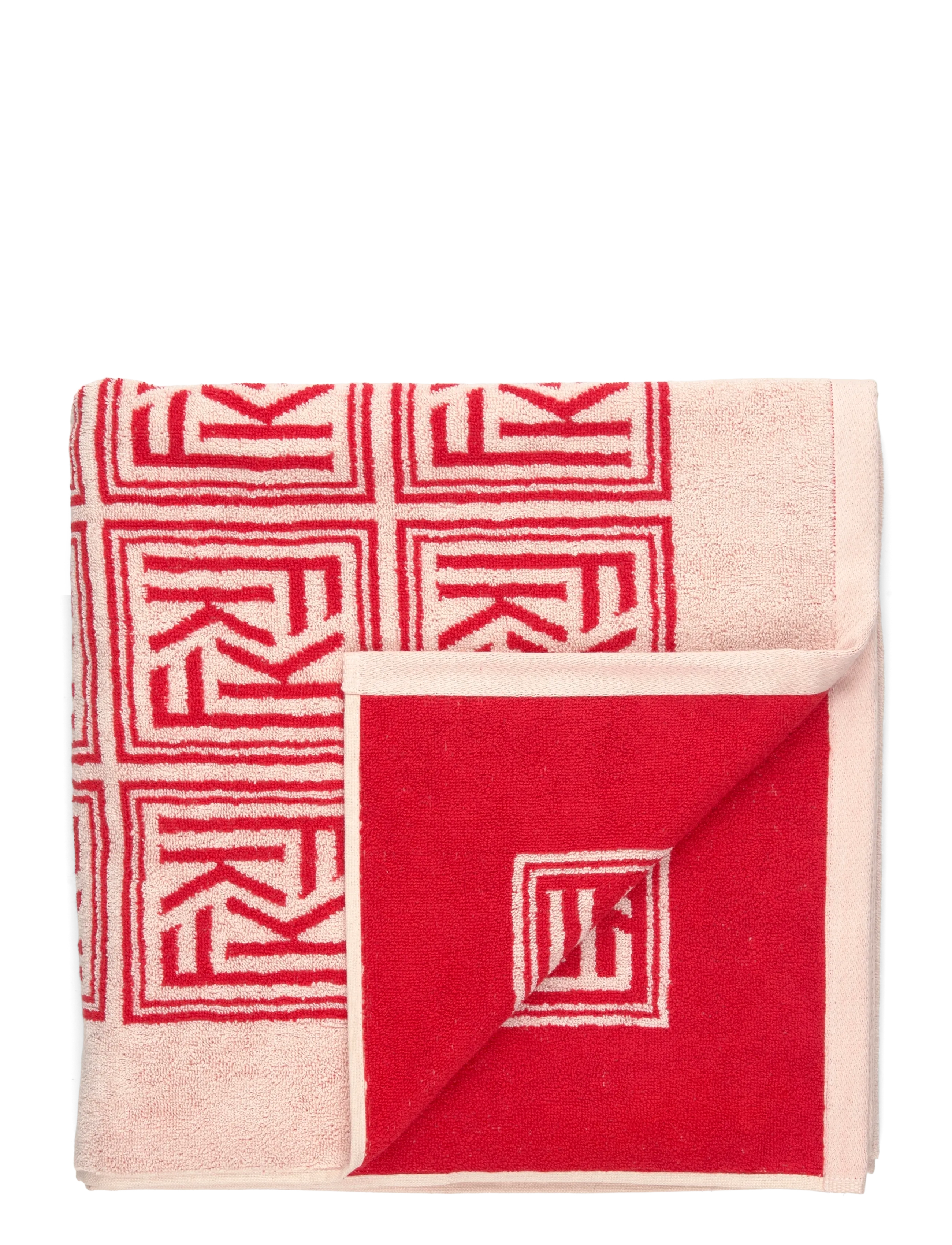 Filippa K Monogram Beach Towel - Vonios kambariui - OFF WHITE/ TILE RED / red
