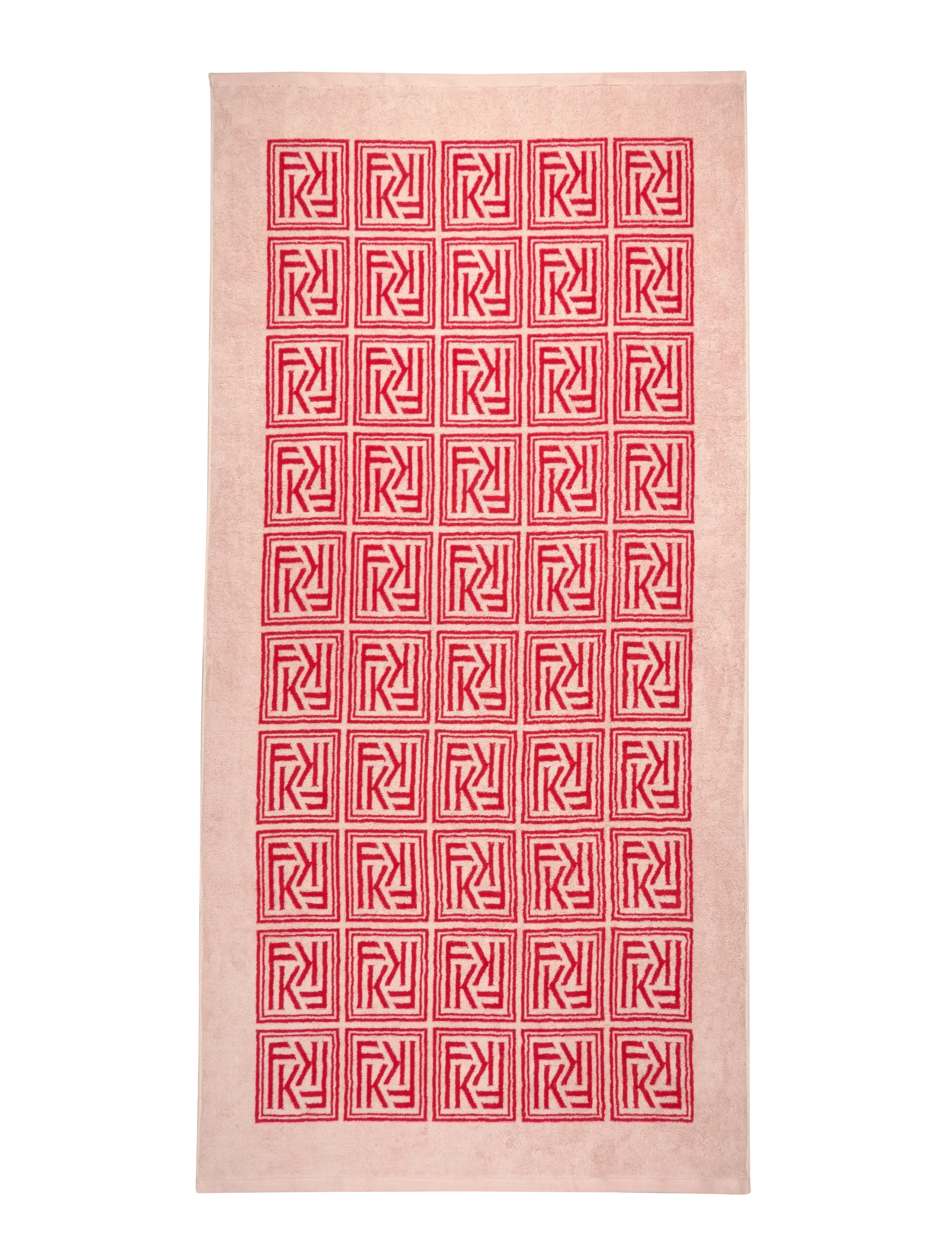 Filippa K - Monogram Beach Towel - badehåndklæder - off white/ tile red - 1